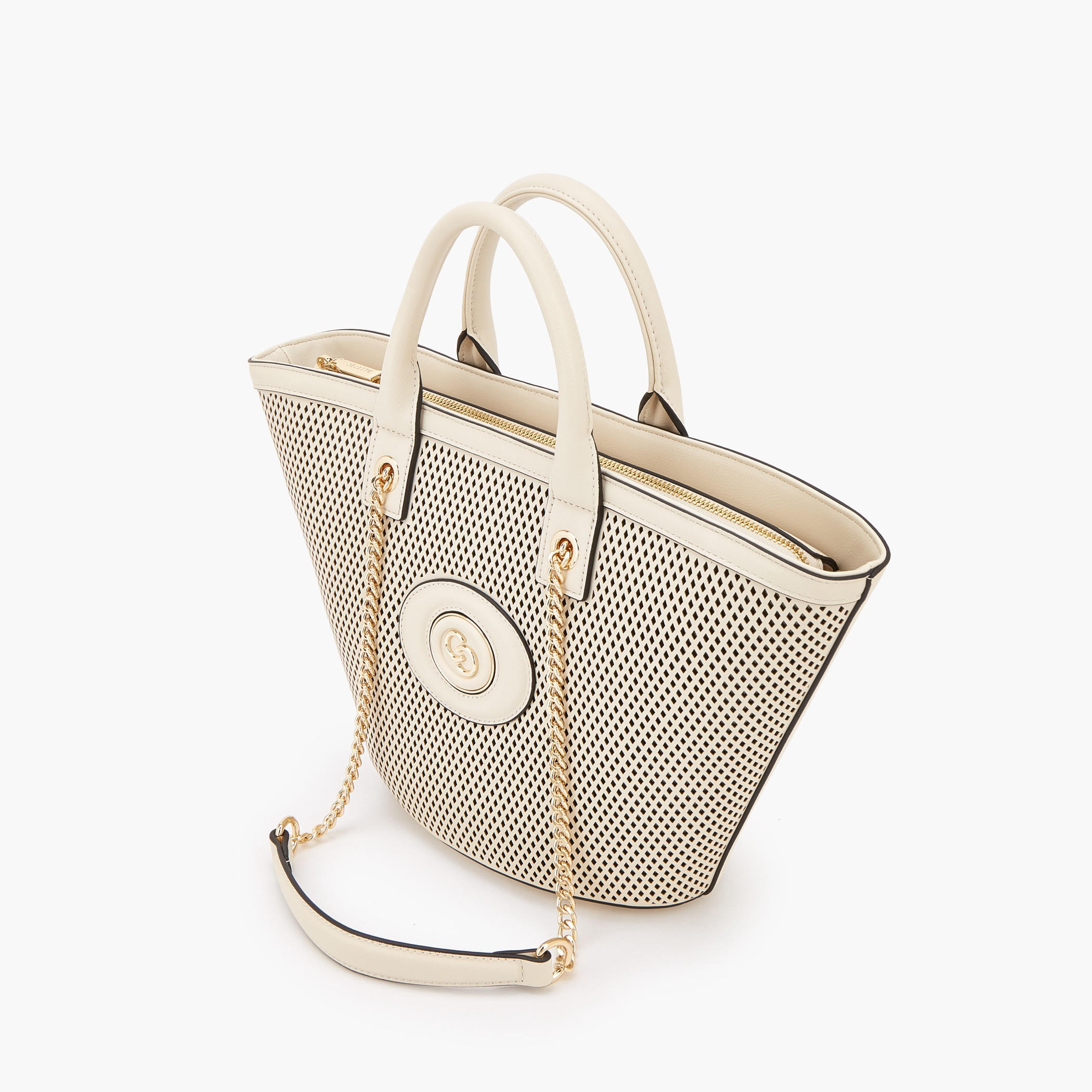 Celeste Textured Tote Bag with Chain Strap-women-bagsandwallets-handbags-image-5