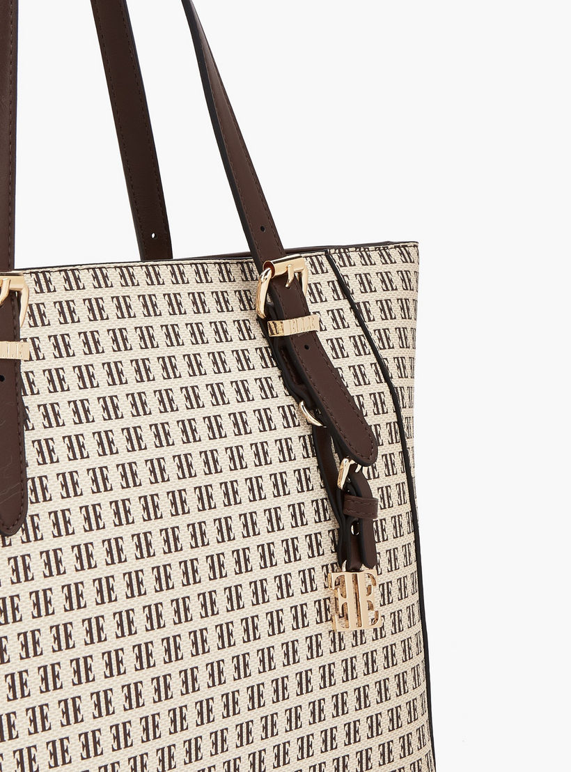 Elle Monogram Print Tote Bag with Zip Closure-women-bagsandwallets-handbags-image-3