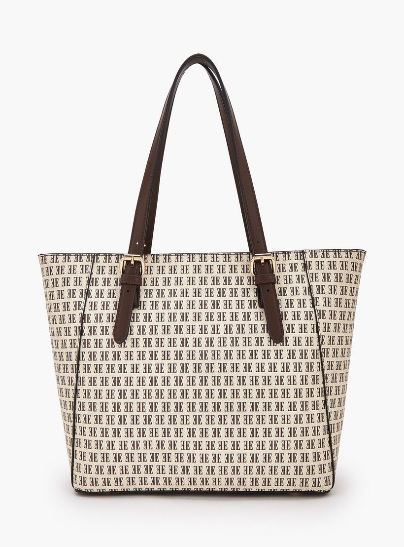 Elle Monogram Print Tote Bag with Zip Closure-women-bagsandwallets-handbags-image-4