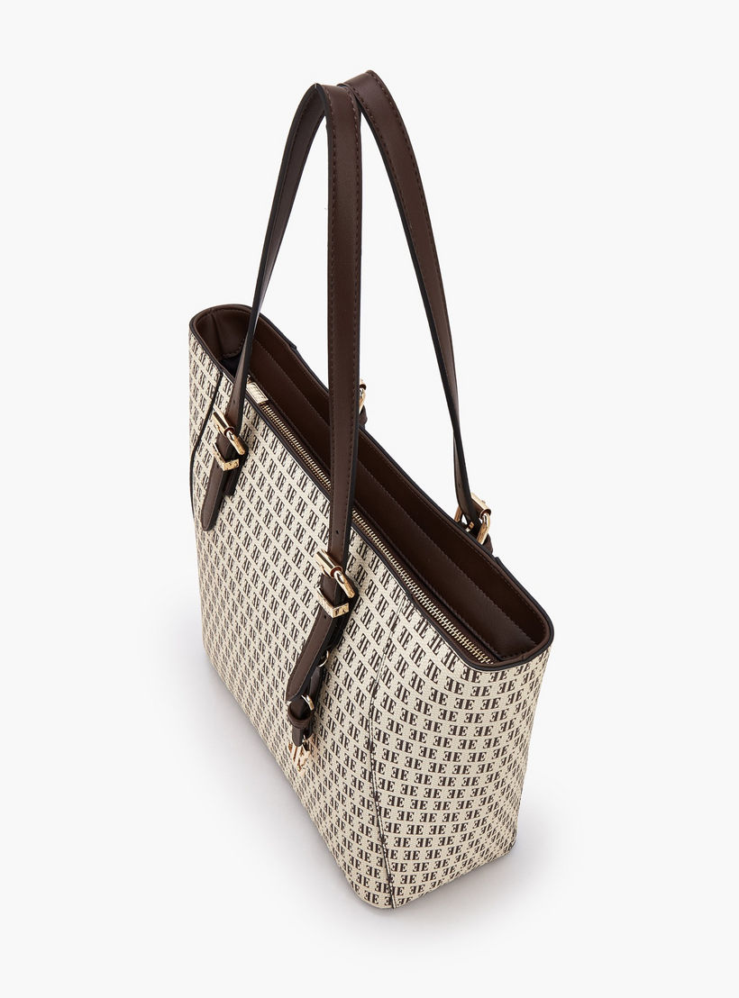Elle Monogram Print Tote Bag with Zip Closure-women-bagsandwallets-handbags-image-5