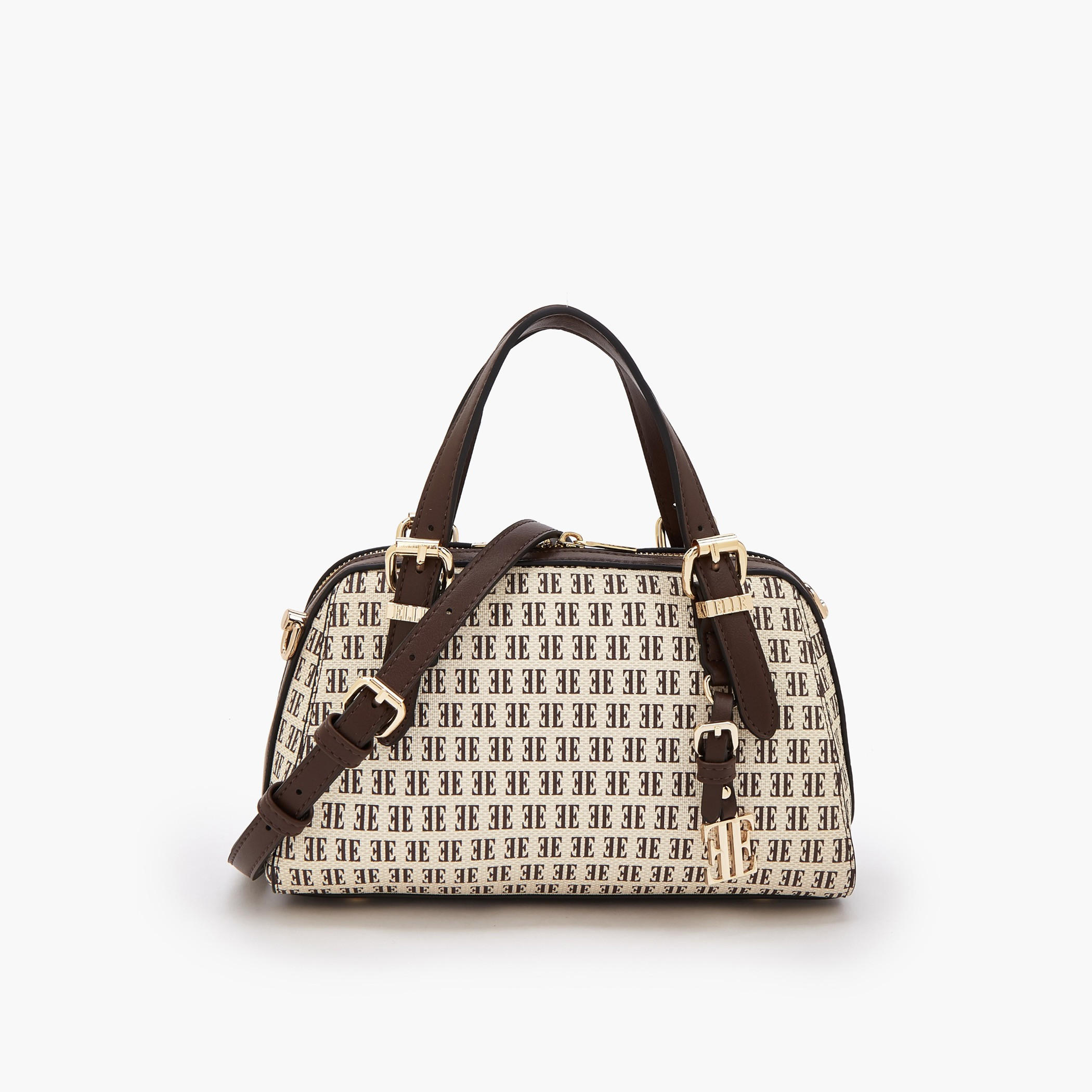 Elle Monogram Print Tote Bag with Zip Closure-women-bagsandwallets-handbags-image-1