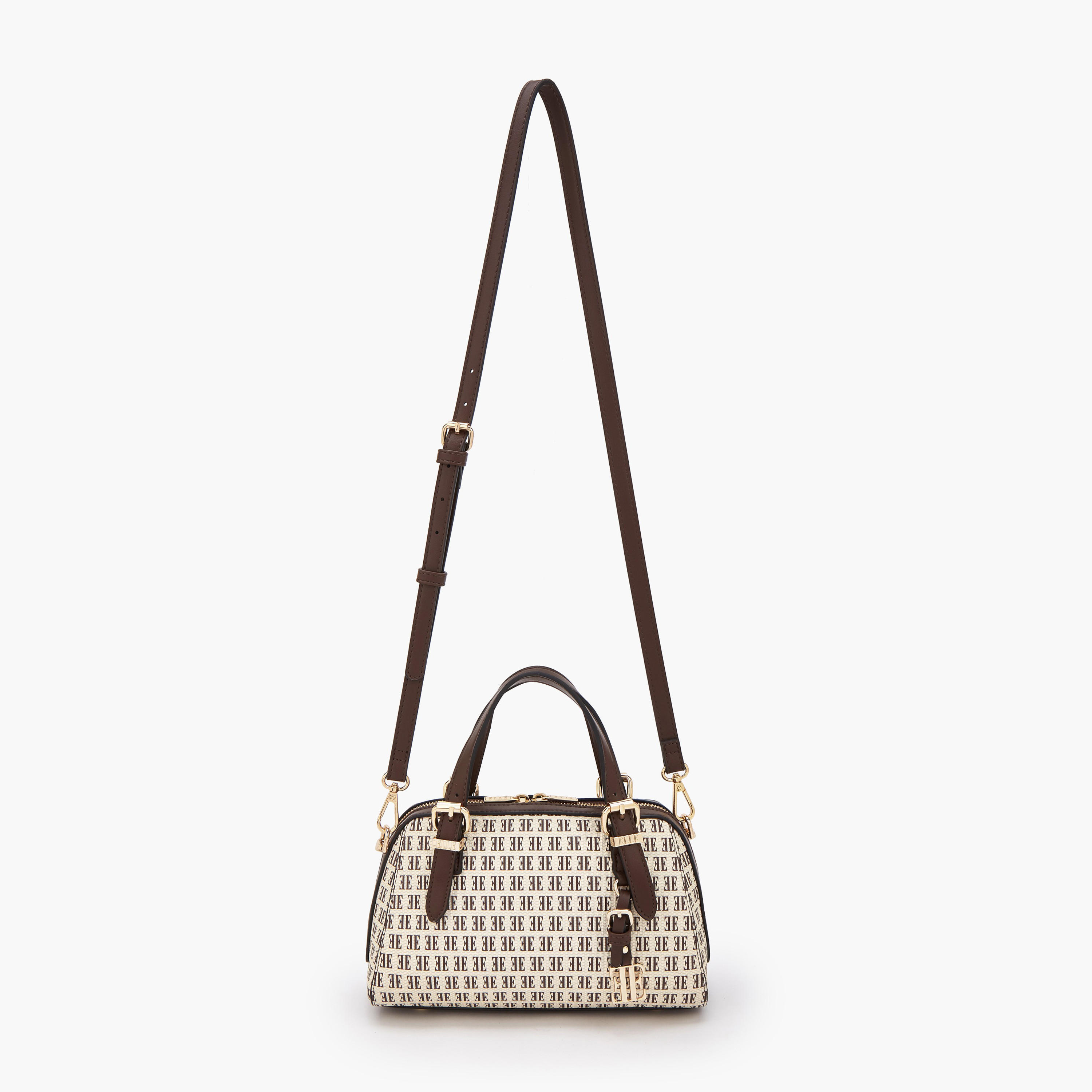 Elle Monogram Print Tote Bag with Zip Closure-women-bagsandwallets-handbags-image-2