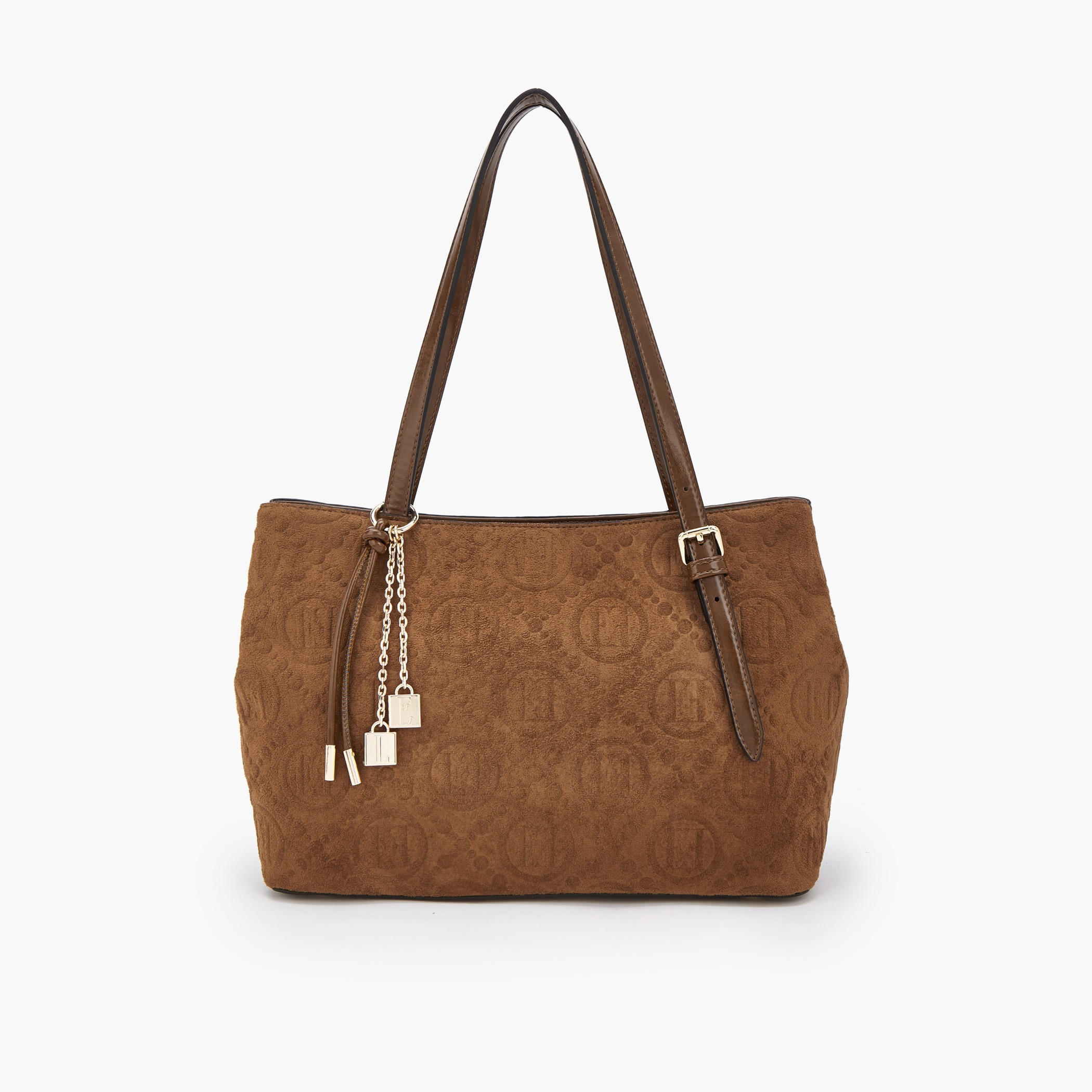 Elle Monogram Embossed Shoulder Bag with Zip Closure-women-bagsandwallets-handbags-image-1