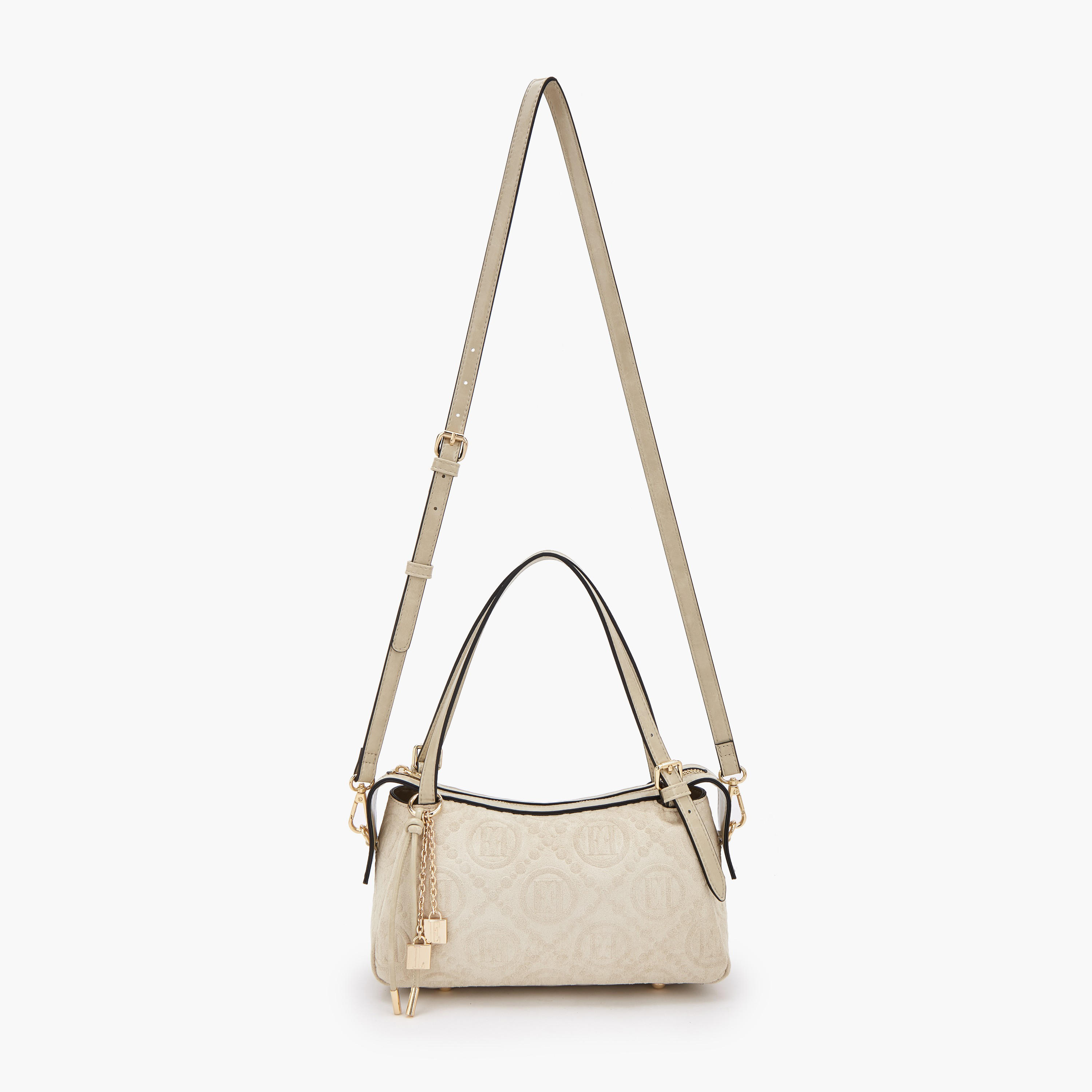 Elle Monogram Textured Shoulder Bag with Charm Accent-women-bagsandwallets-handbags-image-2