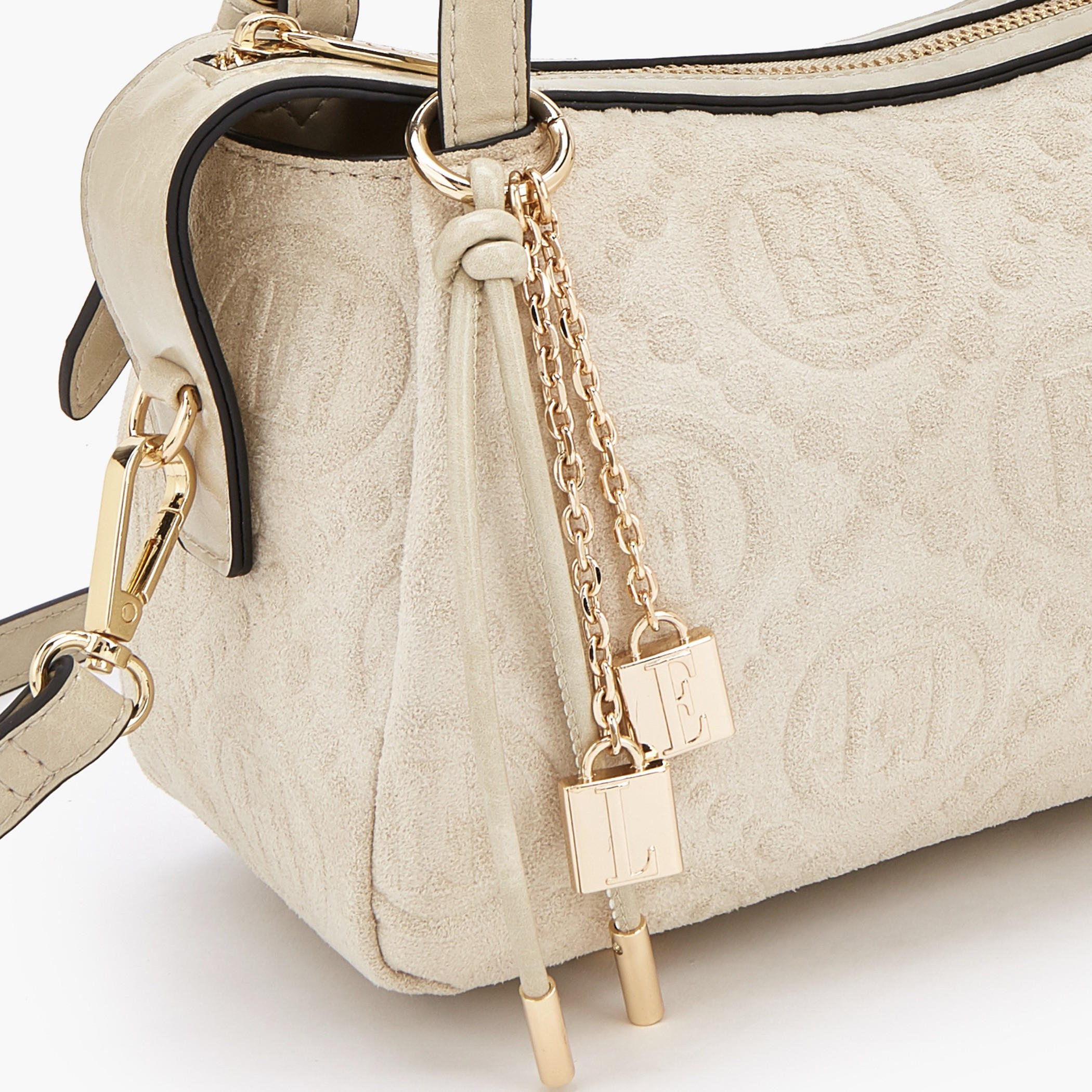 Elle Monogram Textured Shoulder Bag with Charm Accent-women-bagsandwallets-handbags-image-3