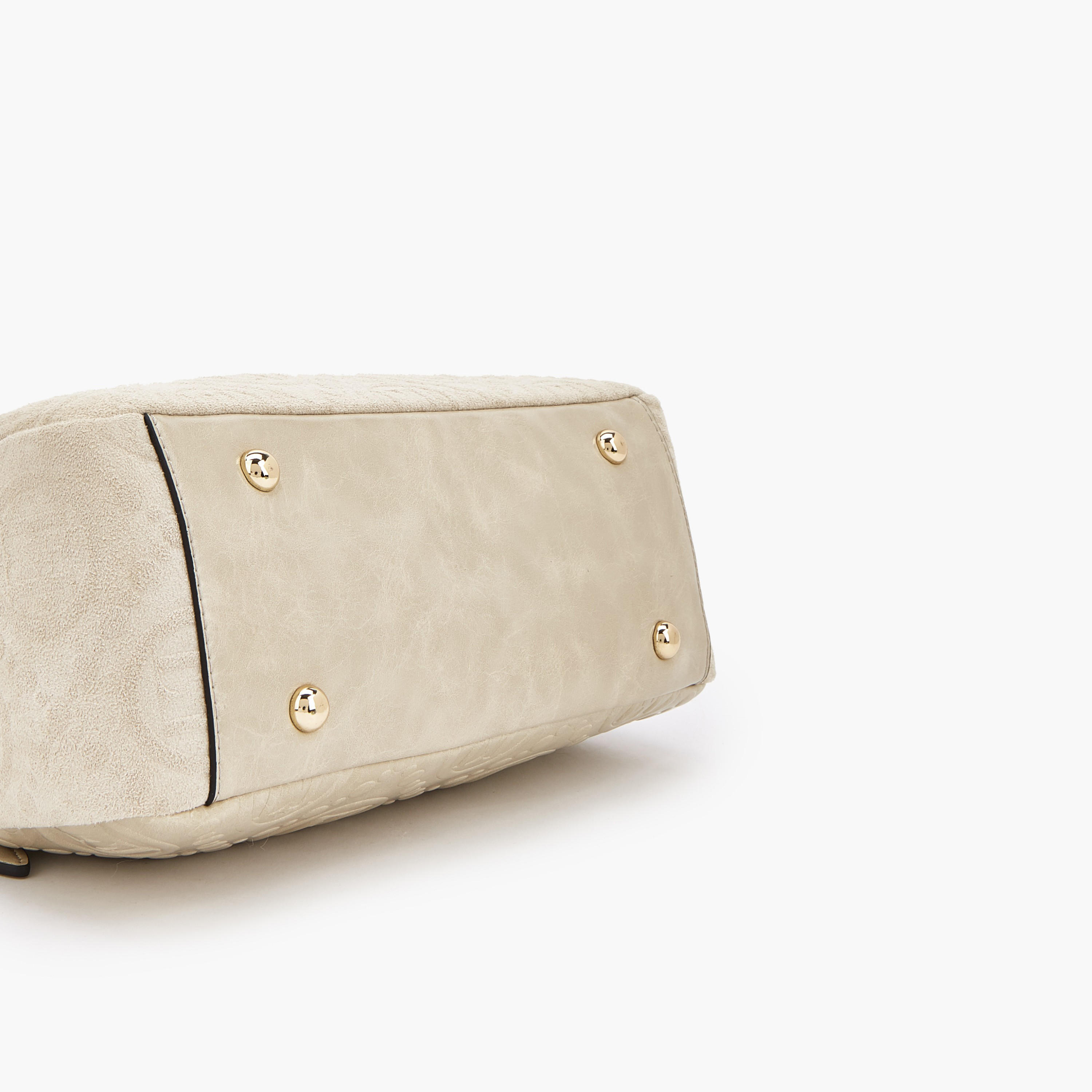Elle Monogram Textured Shoulder Bag with Charm Accent-women-bagsandwallets-handbags-image-5