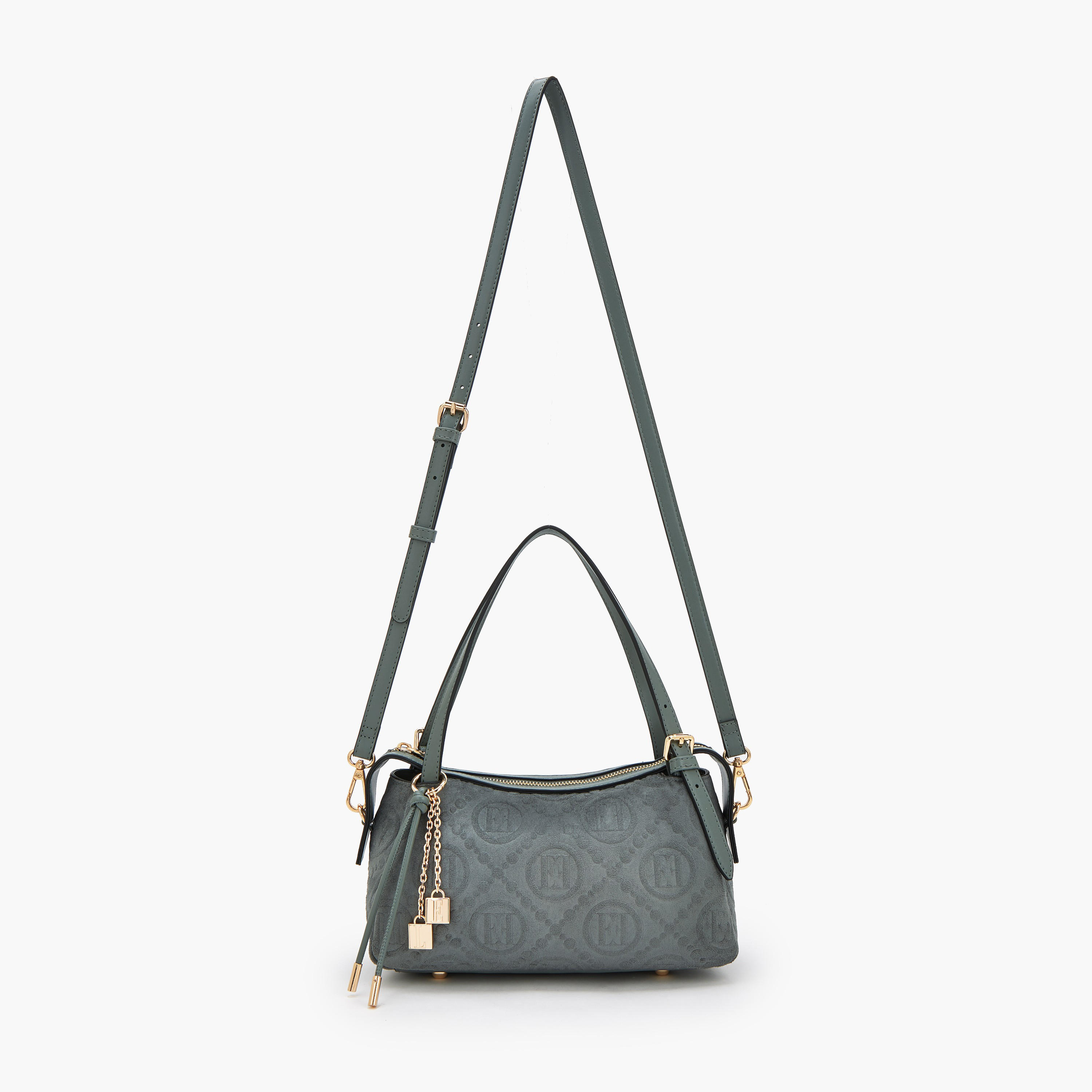 Elle Monogram Textured Shoulder Bag with Charm Accent-women-bagsandwallets-handbags-image-2