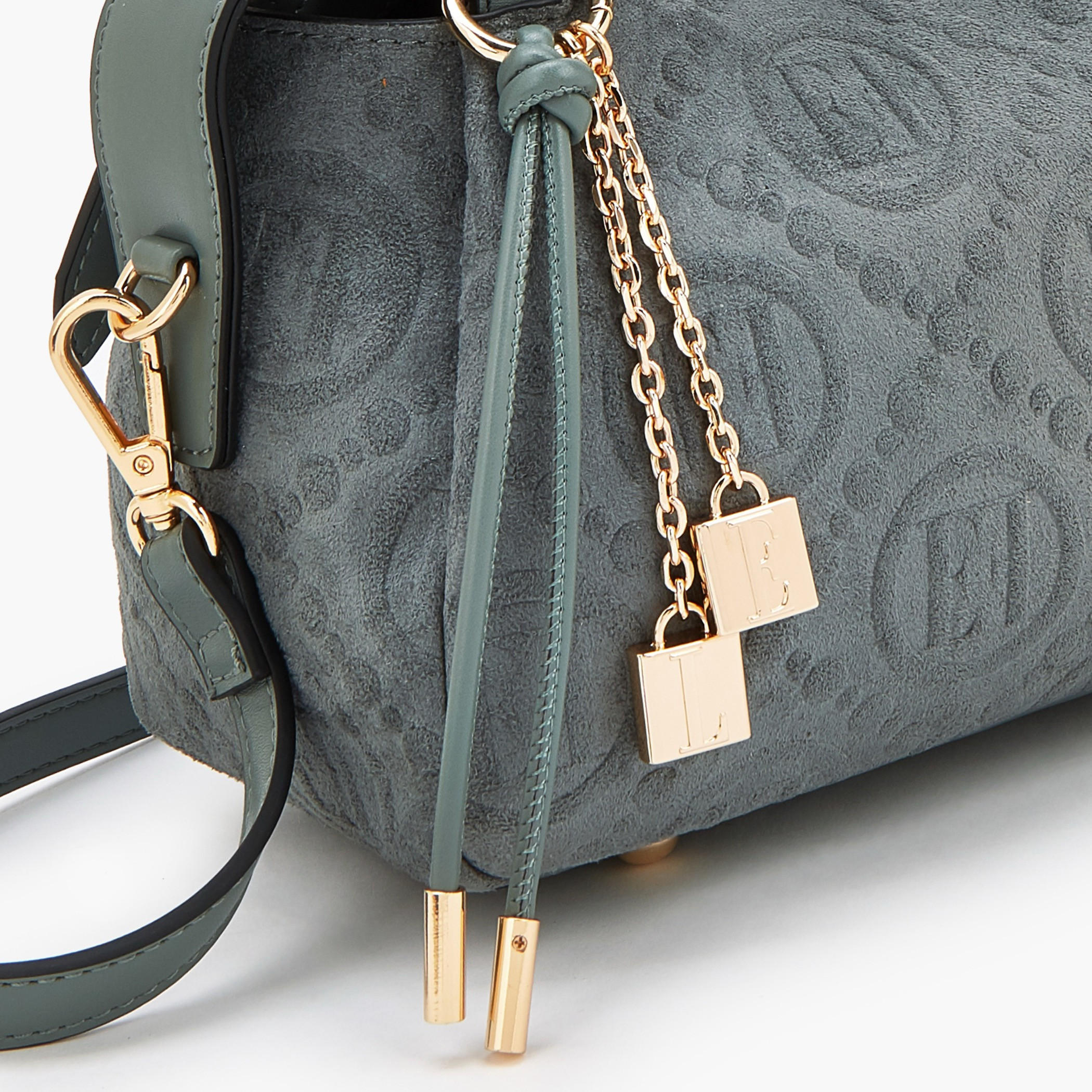 Elle Monogram Textured Shoulder Bag with Charm Accent-women-bagsandwallets-handbags-image-4