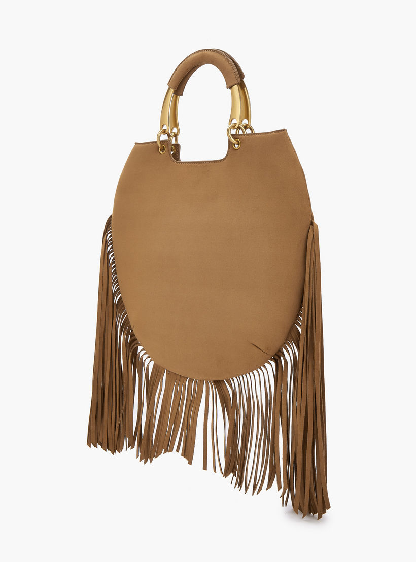 شنطة توت بتفاصيل شراريب ومقبض مزدوج من سيليست-women-bagsandwallets-handbags-image-5