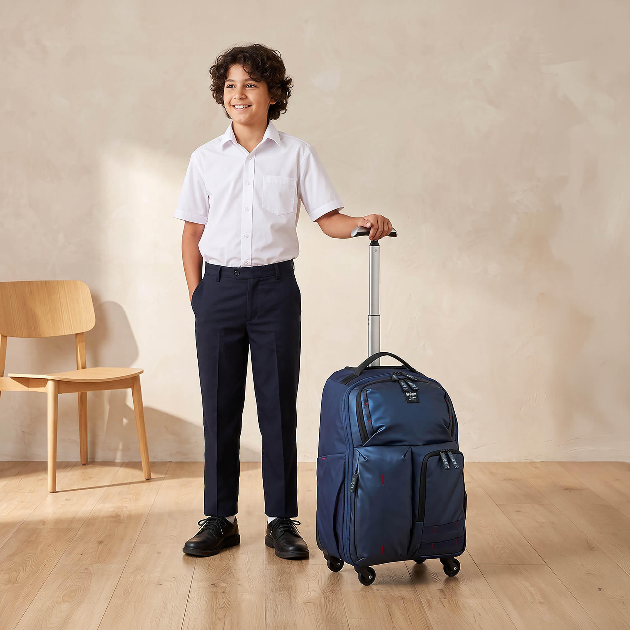 شنطة سادة بعجلات ومقبض قابل للسحب للأطفال من 13 سنة من لي كوبر-school-bagsandbackpacks-trolleybags-image-3