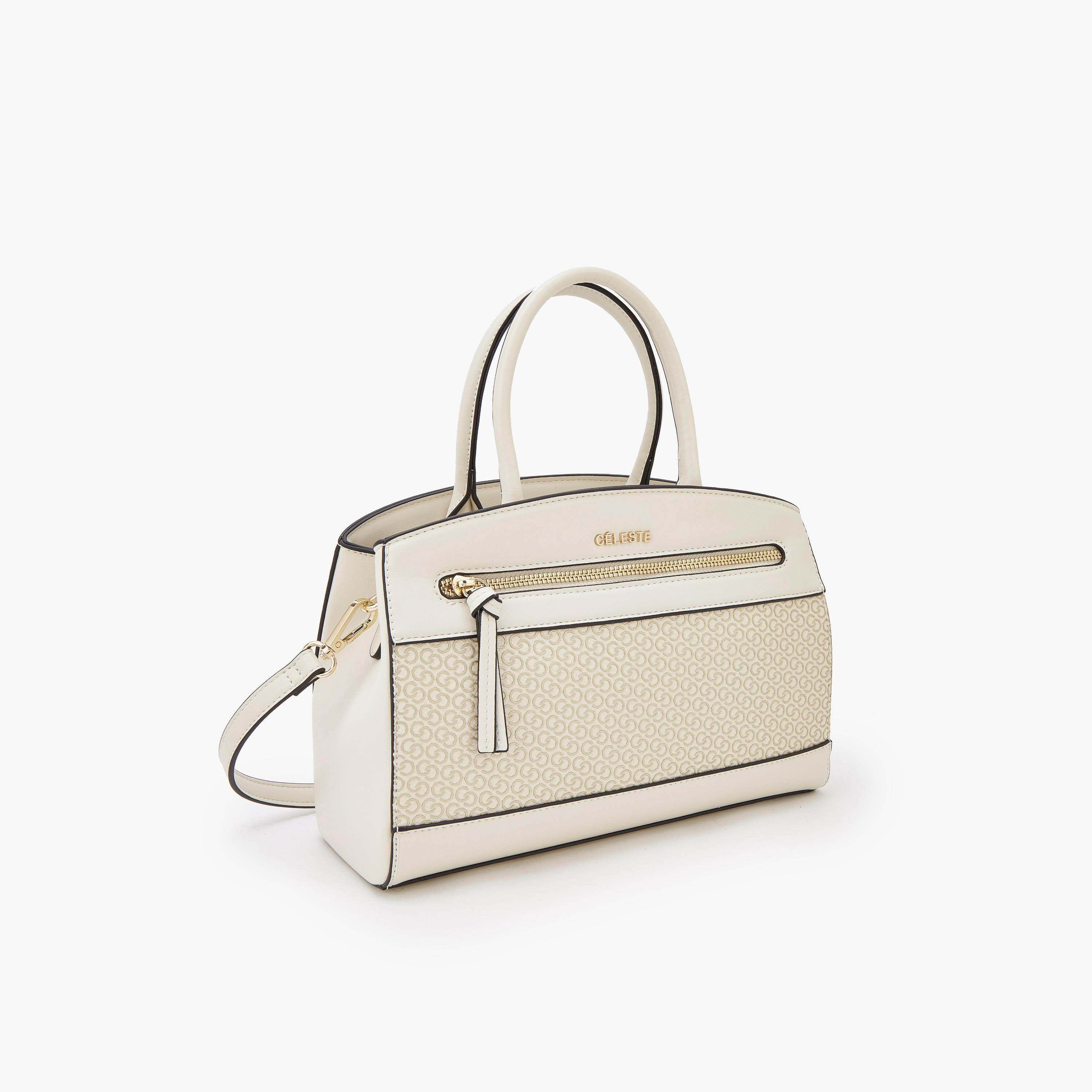 شنطة توت بطبعات مونورام وحمالة قابلة للفصل من سيليست-women-bagsandwallets-handbags-image-3