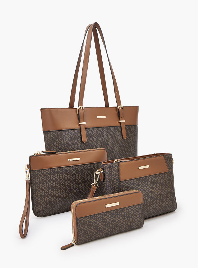 طقم شنط توت بطبعة مونوجرام وسحاب إغلاق من سيليست - طقم من 4 قطع-women-bagsandwallets-handbags-image-11