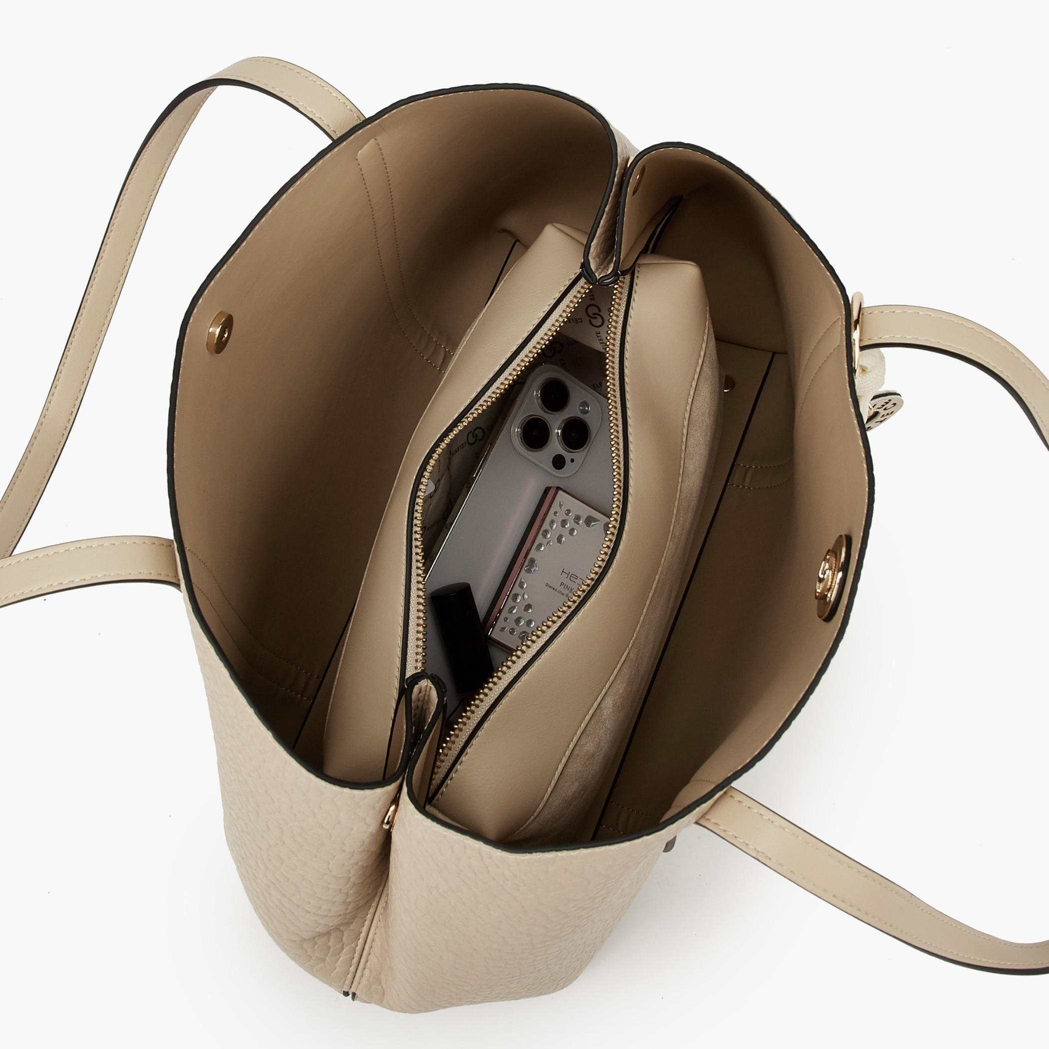 Celeste Textured Tote Bag with Pouch-women-bagsandwallets-handbags-image-11