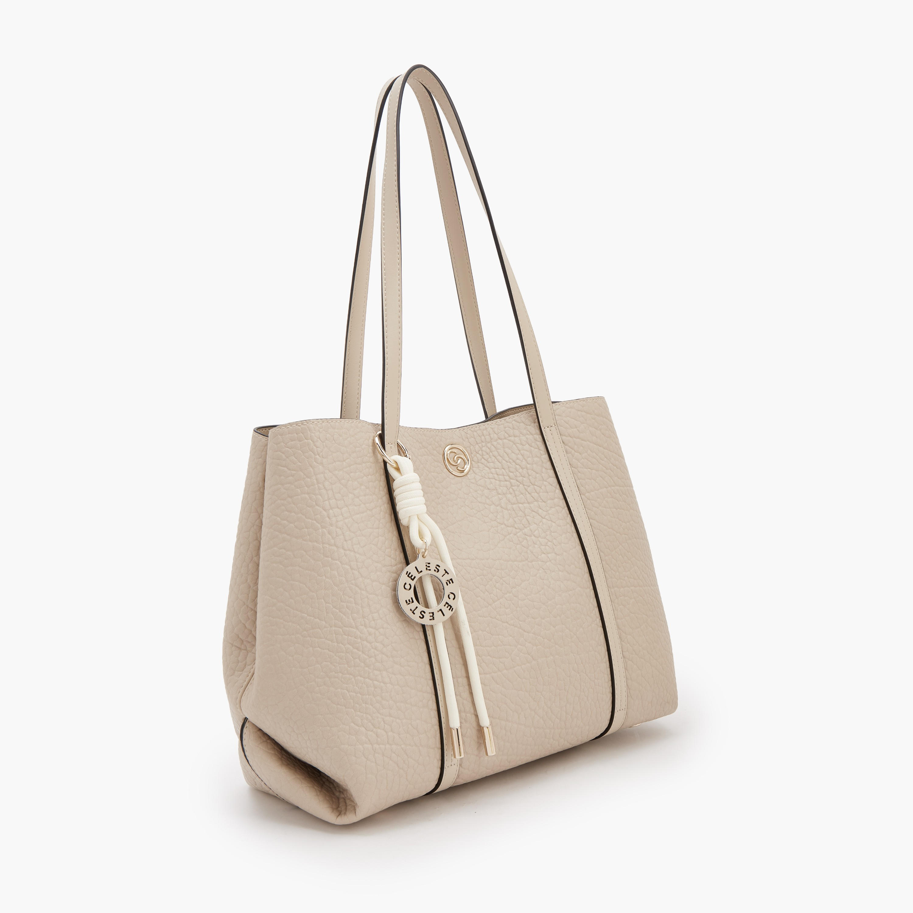 Celeste Textured Tote Bag with Pouch-women-bagsandwallets-handbags-image-4
