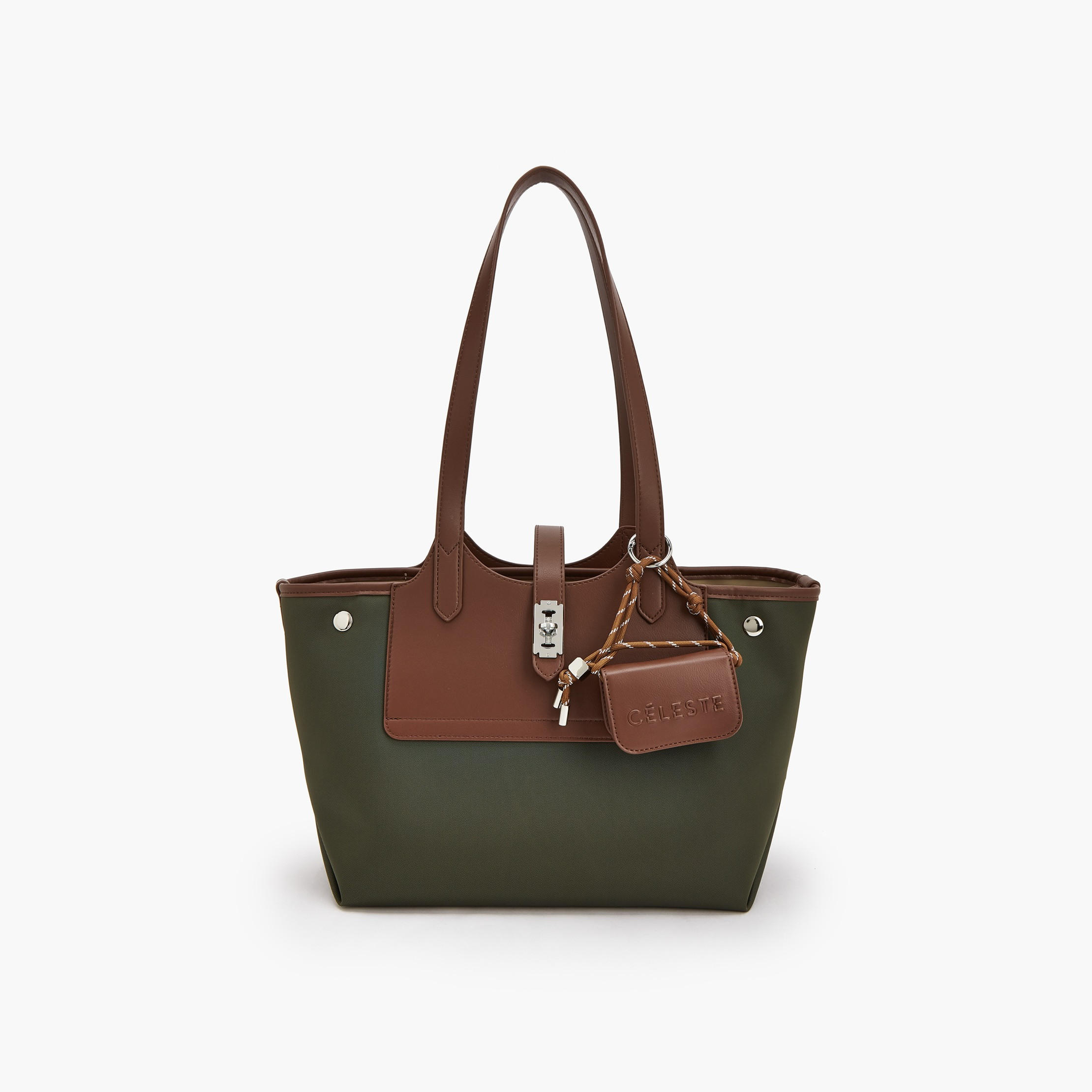 Celeste Textured Tote Bag with Pouch and Zip Closure-women-bagsandwallets-handbags-image-1