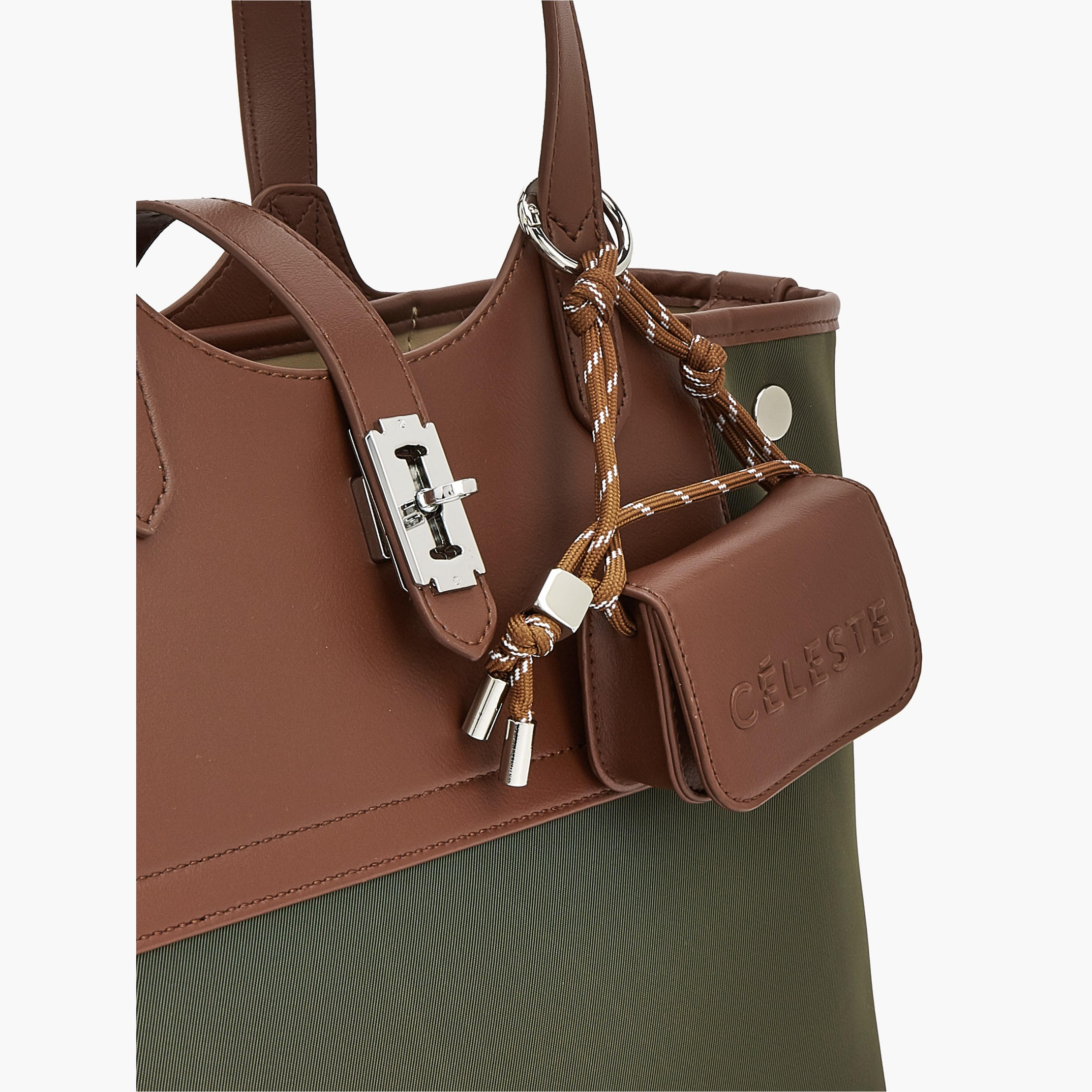 Celeste Textured Tote Bag with Pouch and Zip Closure-women-bagsandwallets-handbags-image-4