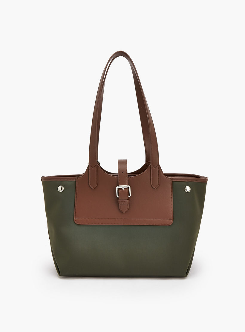 Celeste Textured Tote Bag with Pouch and Zip Closure-women-bagsandwallets-handbags-image-3