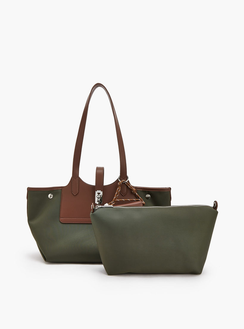 Celeste Textured Tote Bag with Pouch and Zip Closure-women-bagsandwallets-handbags-image-5