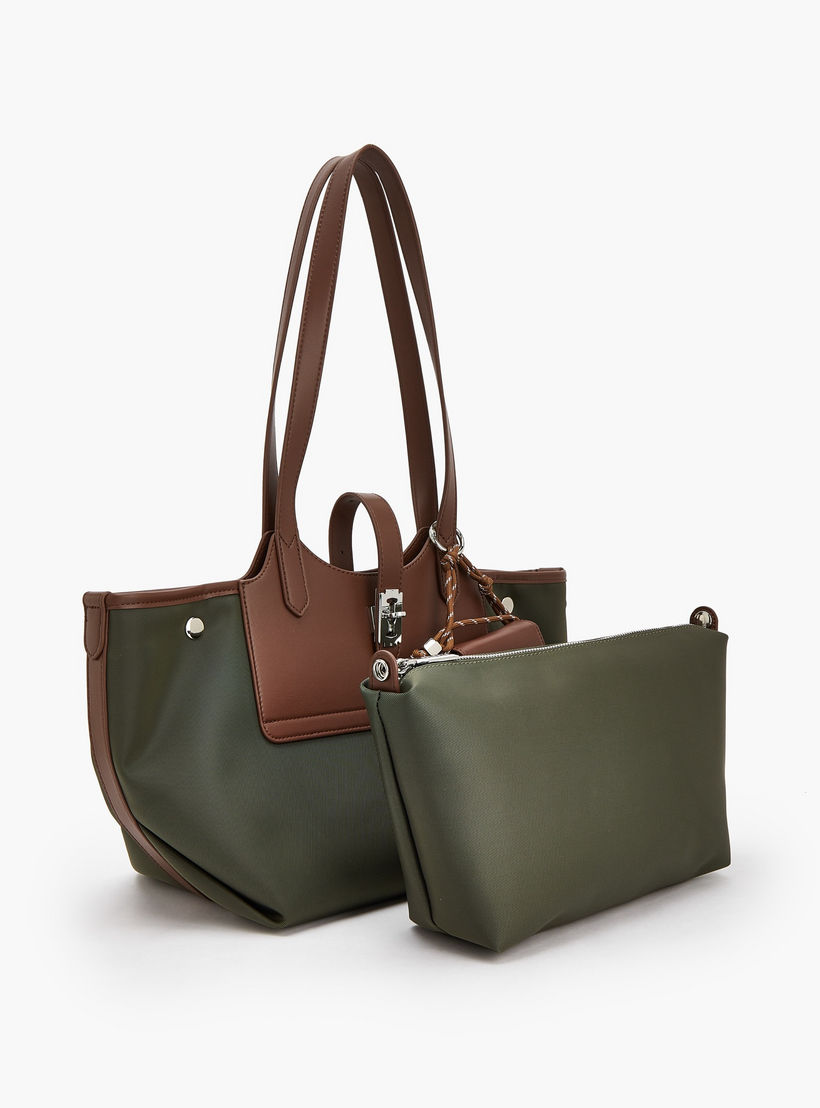 Celeste Textured Tote Bag with Pouch and Zip Closure-women-bagsandwallets-handbags-image-6