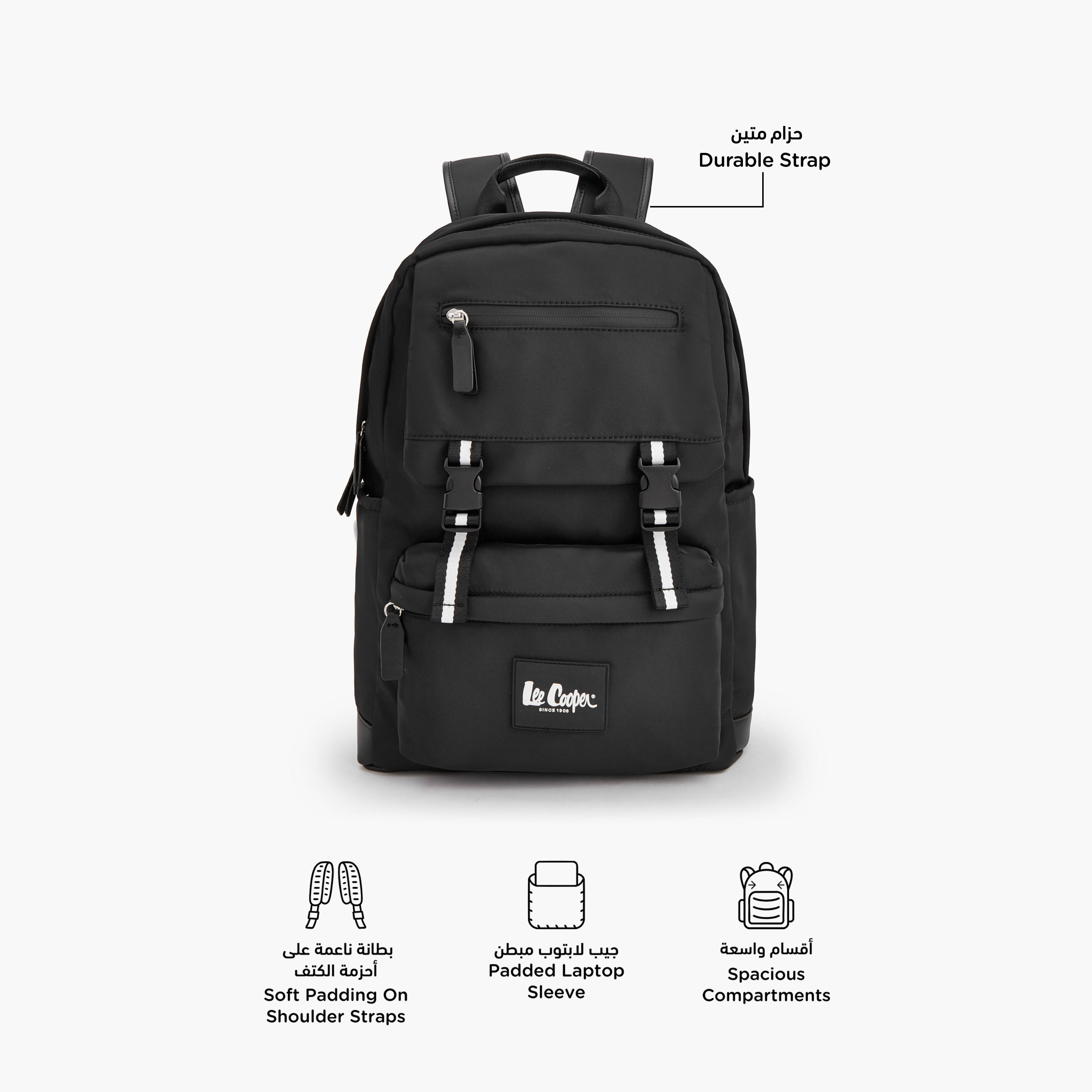 Lee Cooper Solid Backpack with Buckle Closure-school-bagsandbackpacks-backpacks-image-2