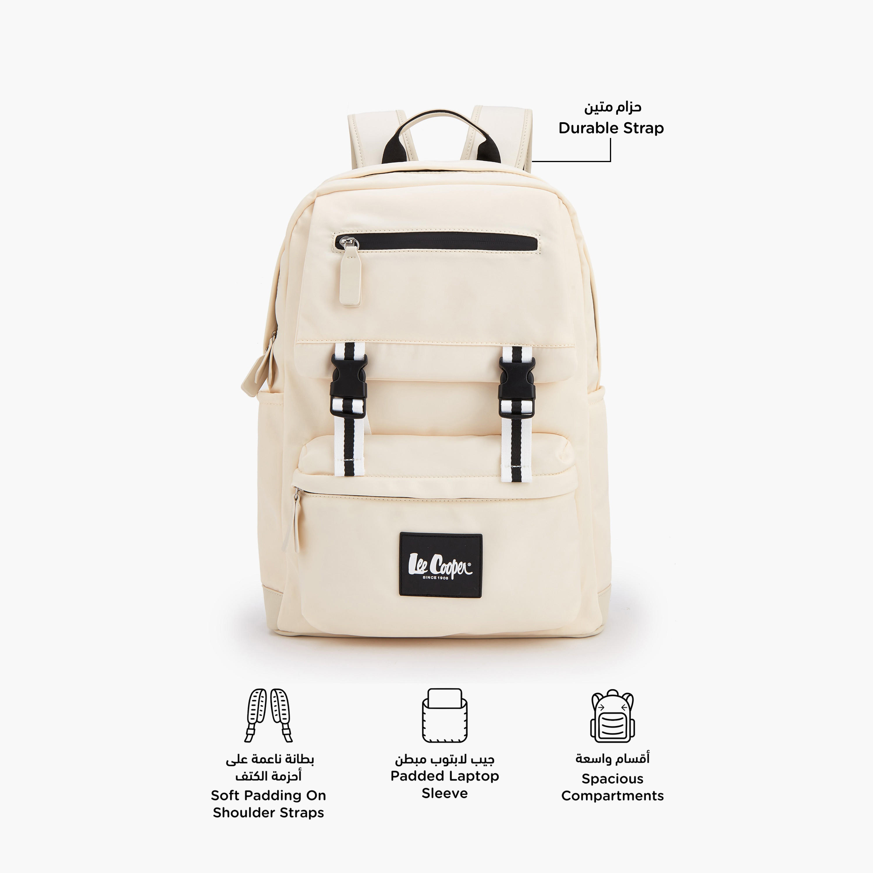 Lee Cooper Solid Backpack with Buckle Closure-school-bagsandbackpacks-backpacks-image-2