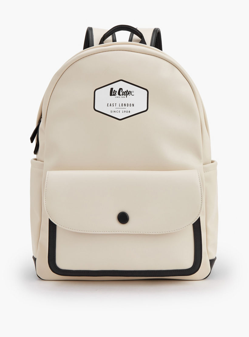 Lee Cooper Logo Print Backpack with Adjustable Shoulder Straps-women-bagsandwallets-backpacks-image-1