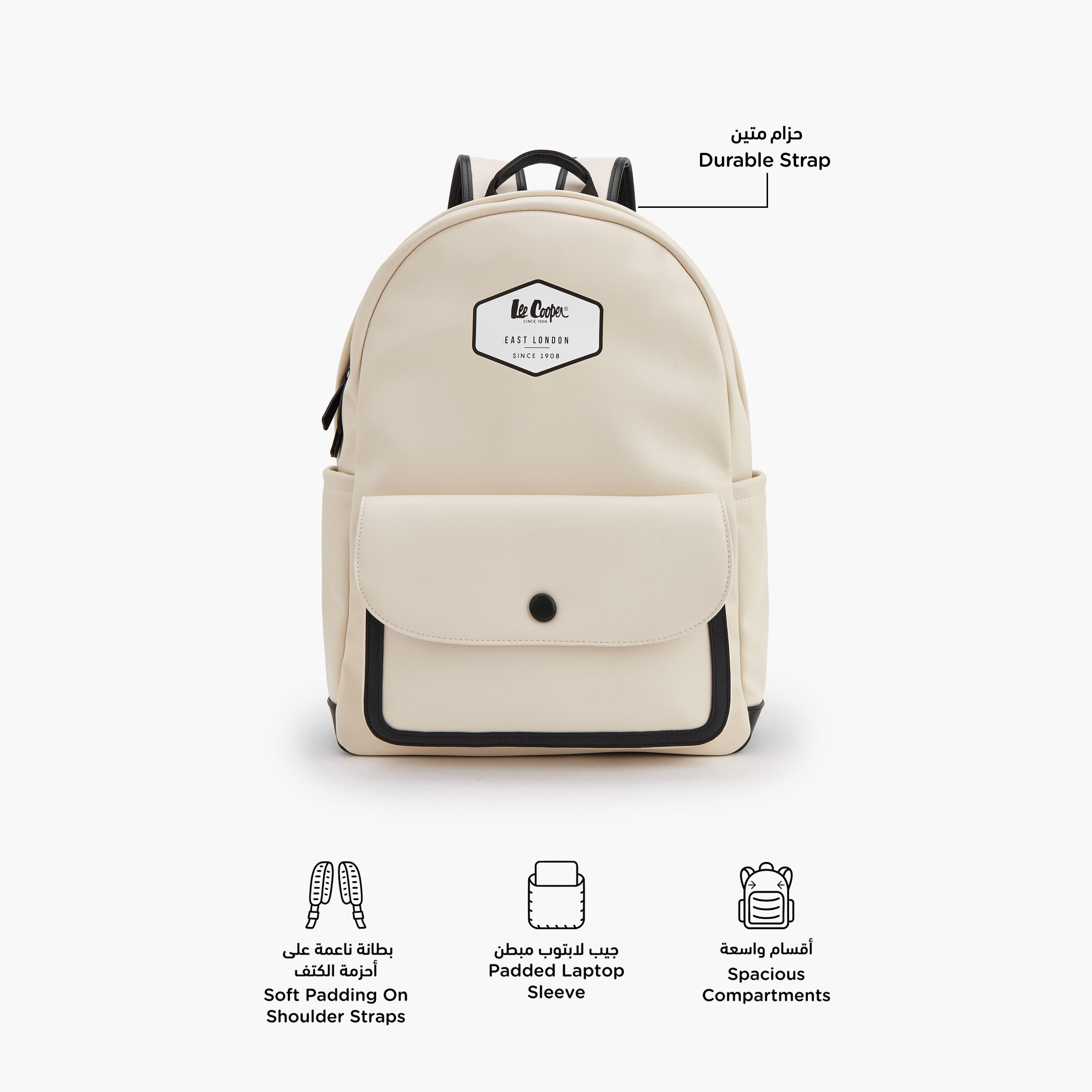 Lee Cooper Logo Print Backpack with Adjustable Shoulder Straps-women-bagsandwallets-backpacks-image-2