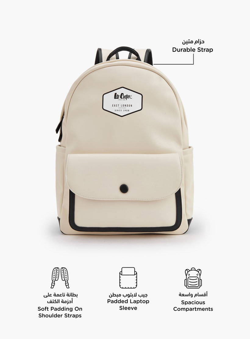Lee Cooper Logo Print Backpack with Adjustable Shoulder Straps-women-bagsandwallets-backpacks-image-2