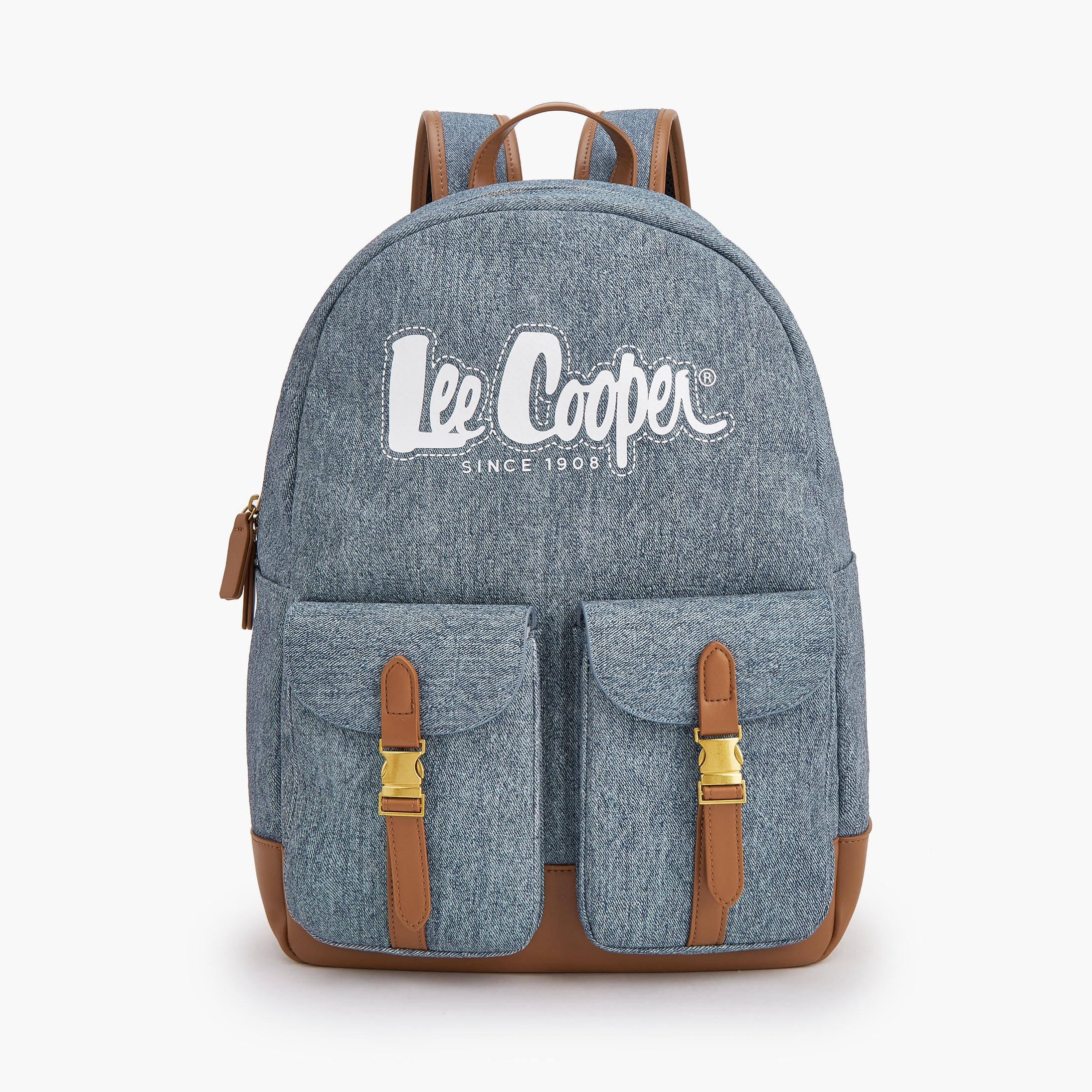 Lee Cooper Logo Print Backpack with Adjustable Shoulder Straps-women-bagsandwallets-backpacks-image-1