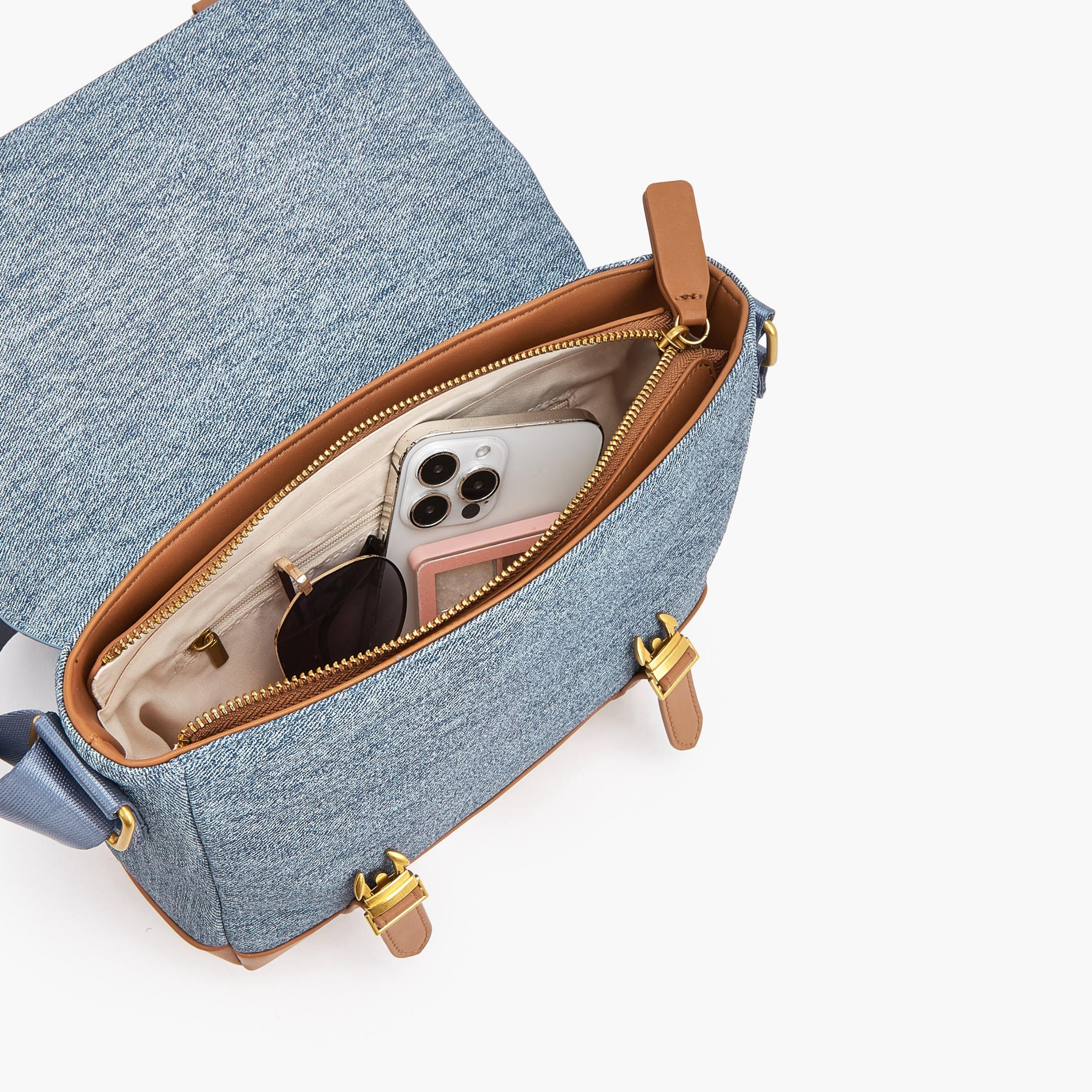 Lee Cooper Denim Crossbody Bag with Buckle Closure-women-bagsandwallets-handbags-image-7