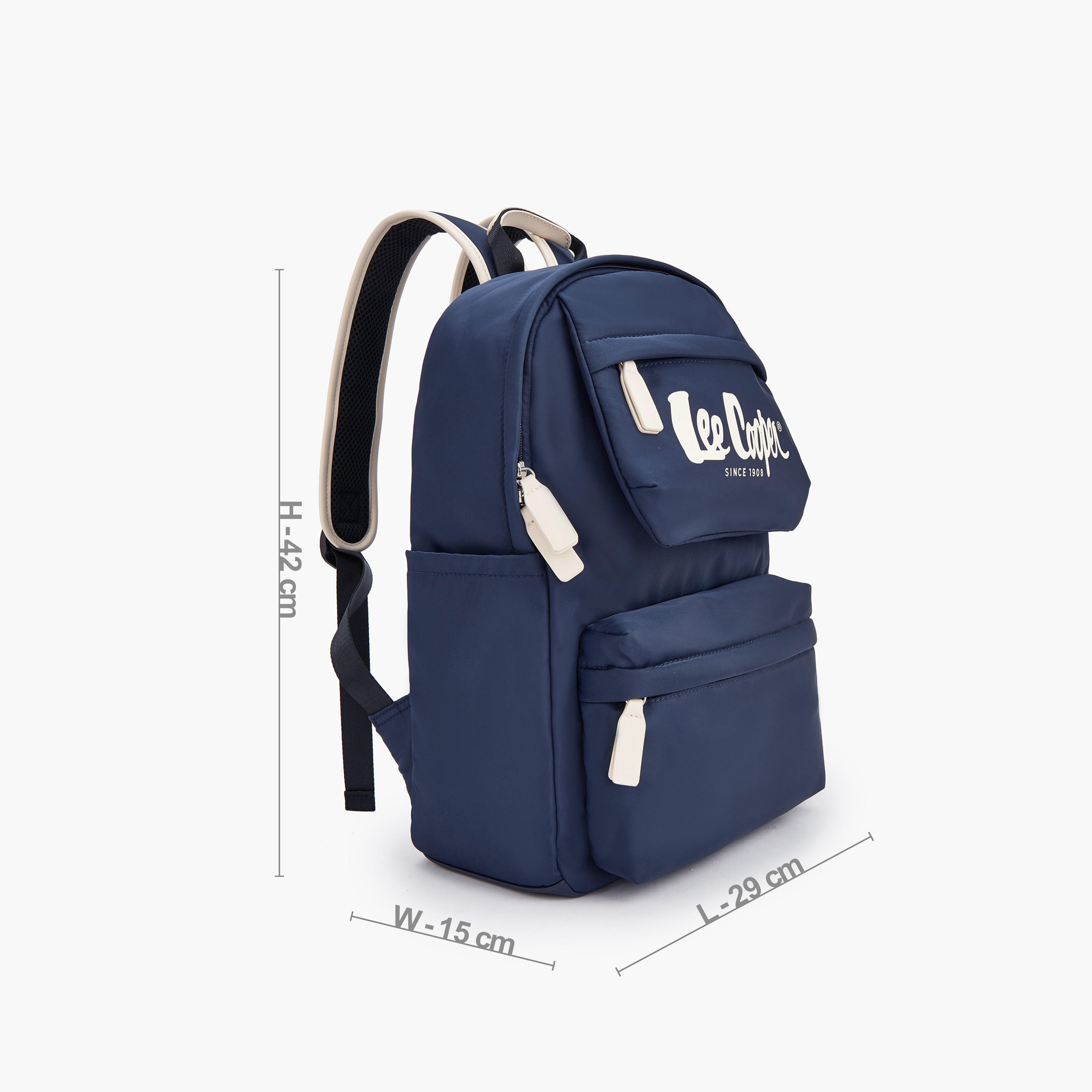 Lee Cooper Logo Print Backpack with Adjustable Shoulder Straps-school-bagsandbackpacks-backpacks-image-5