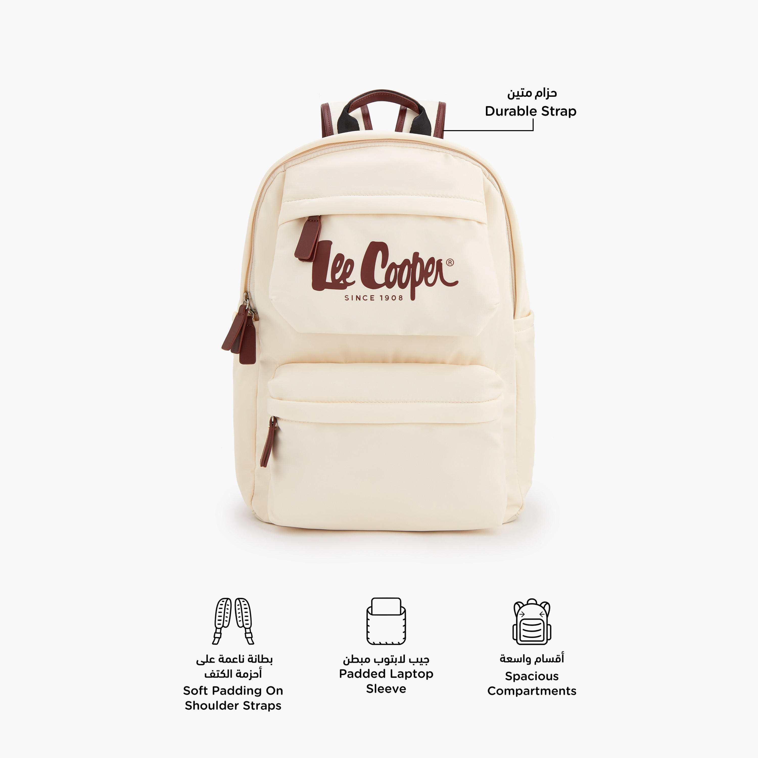 Lee Cooper Logo Print Backpack with Adjustable Shoulder Straps-school-bagsandbackpacks-backpacks-image-2