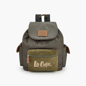 Lee Cooper Logo Print Backpack with Adjustable Shoulder Straps-school-image-1