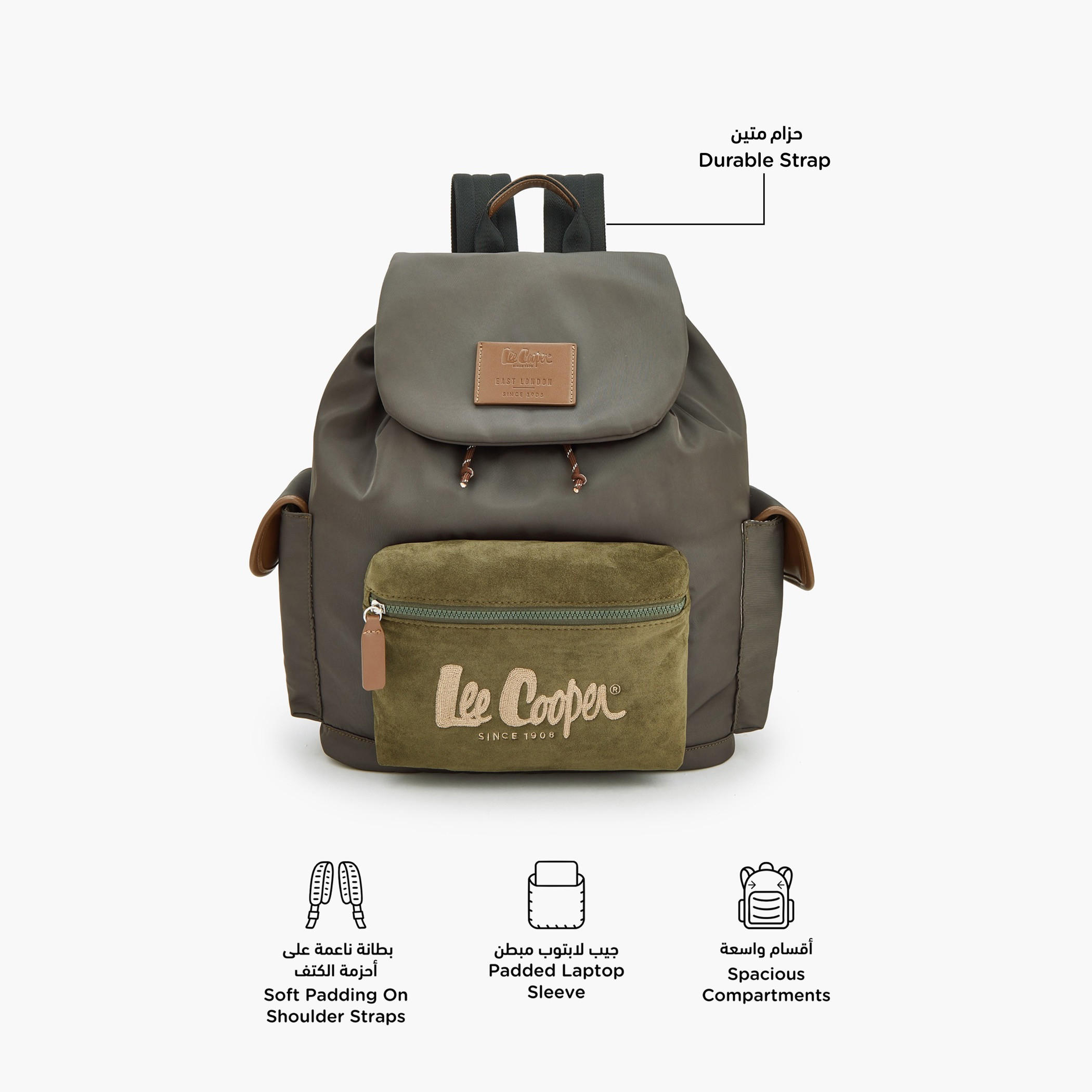 Lee Cooper Logo Print Backpack with Adjustable Shoulder Straps-school-bagsandbackpacks-backpacks-image-2