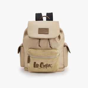 Lee Cooper Logo Print Backpack with Adjustable Shoulder Straps-school-image-1
