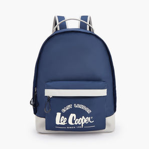Lee Cooper Logo Print Backpack with Adjustable Shoulder Straps-school-image-1