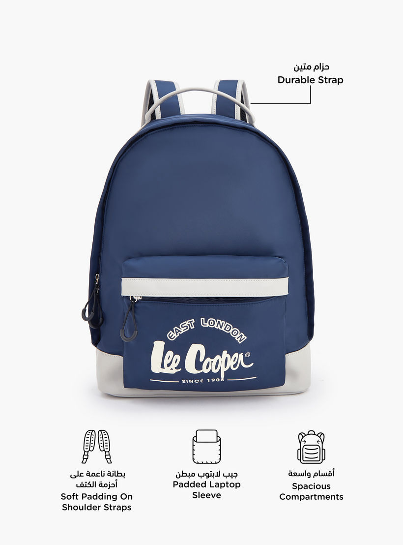 Lee Cooper Logo Print Backpack with Adjustable Shoulder Straps-school-bagsandbackpacks-backpacks-image-2