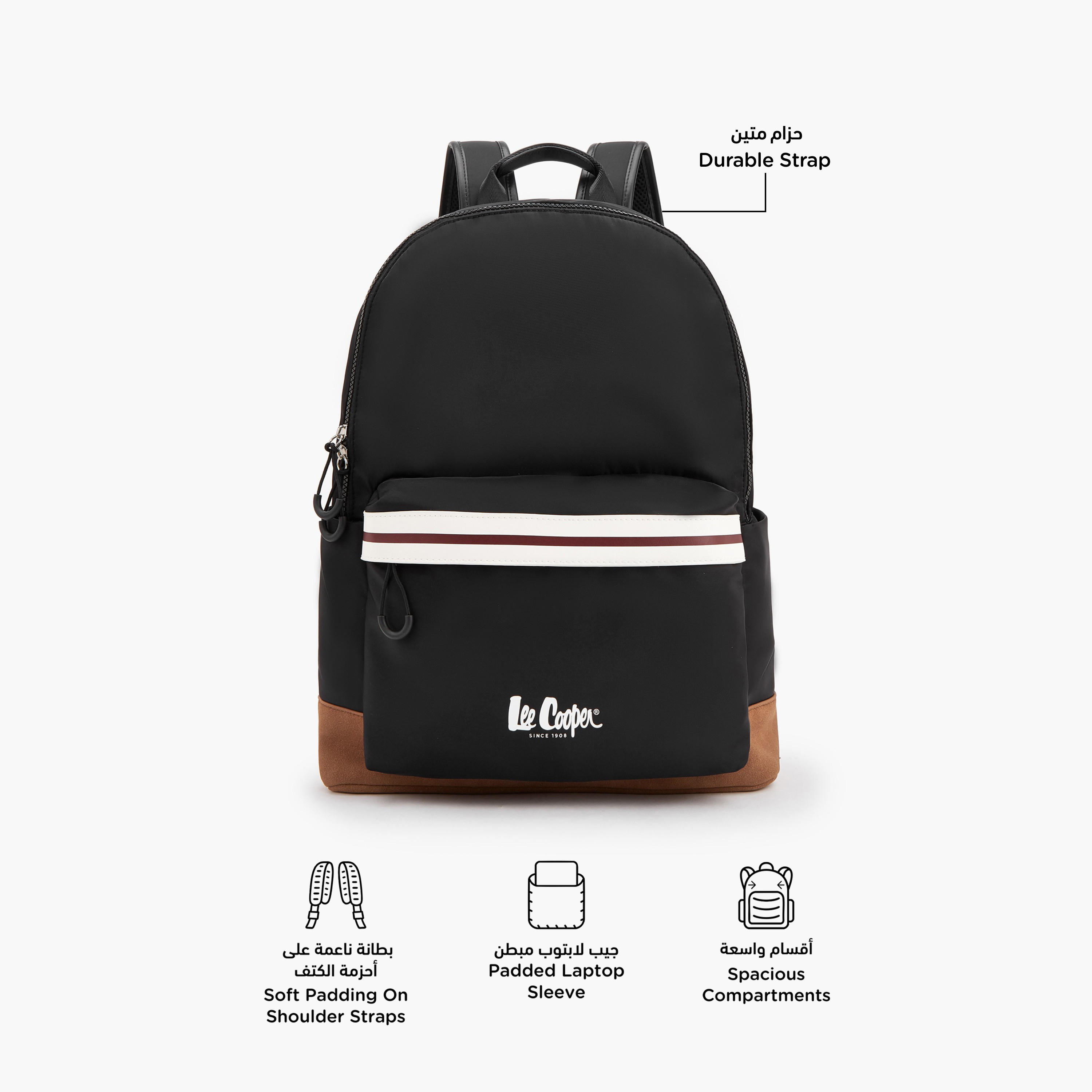 Lee Cooper Logo Print Backpack with Adjustable Shoulder Straps-school-bagsandbackpacks-backpacks-image-4