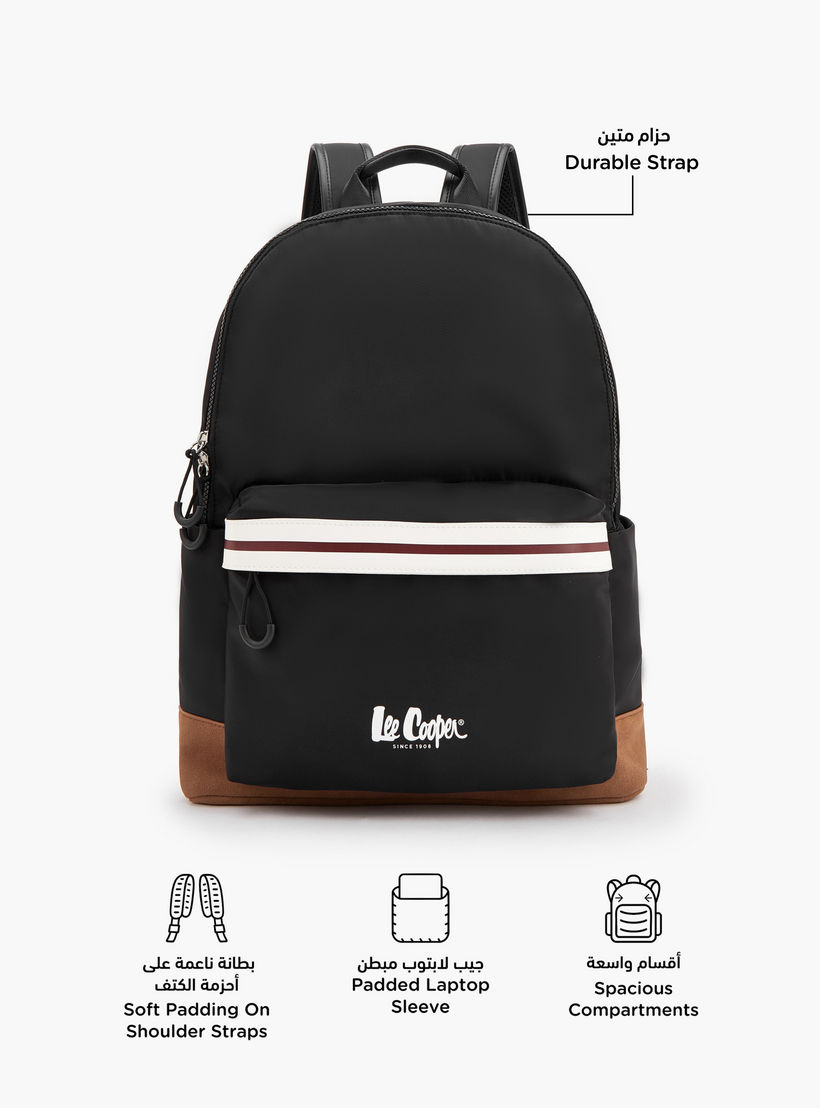 Lee Cooper Logo Print Backpack with Adjustable Shoulder Straps-school-bagsandbackpacks-backpacks-image-4