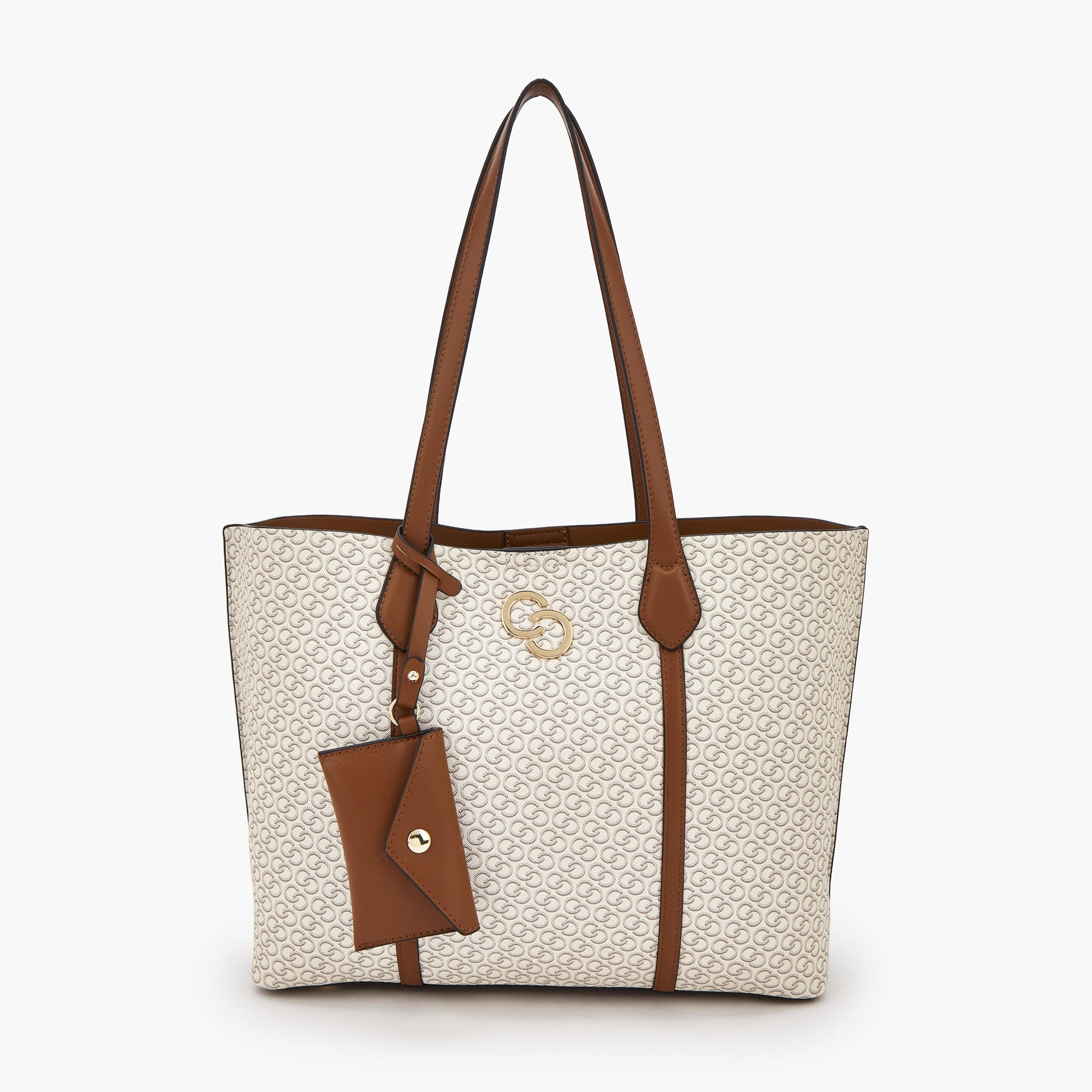 Celeste All-Over Monogram Print Tote Bag with Button Closure and Coin Pouch-women-bagsandwallets-handbags-image-1