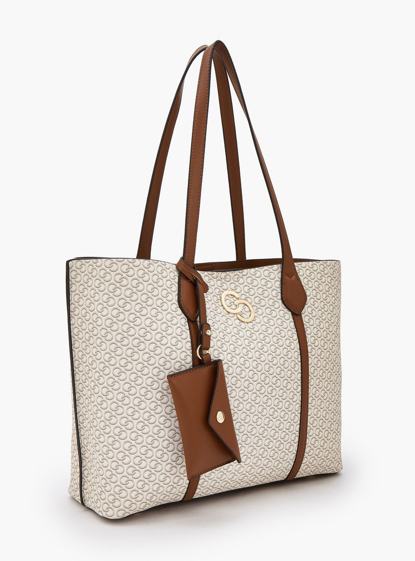 Celeste All-Over Monogram Print Tote Bag with Button Closure and Coin Pouch-women-bagsandwallets-handbags-image-2