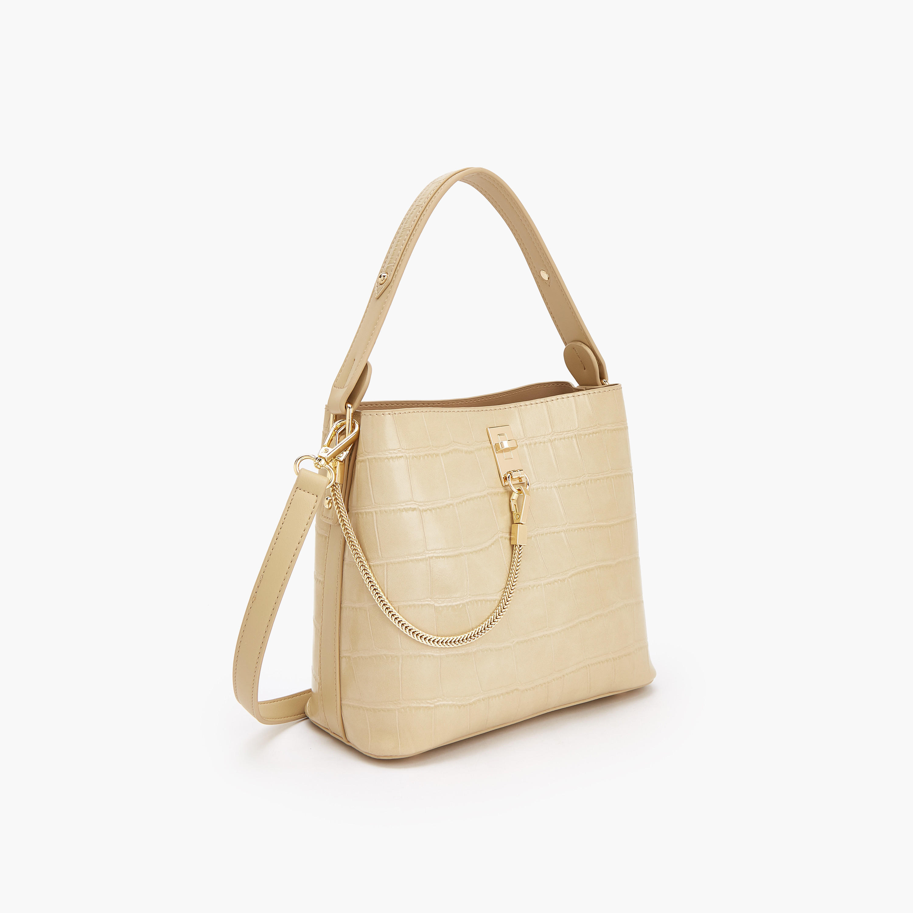 Celeste Textured Shoulder Bag with Zip Closure-women-bagsandwallets-handbags-image-3