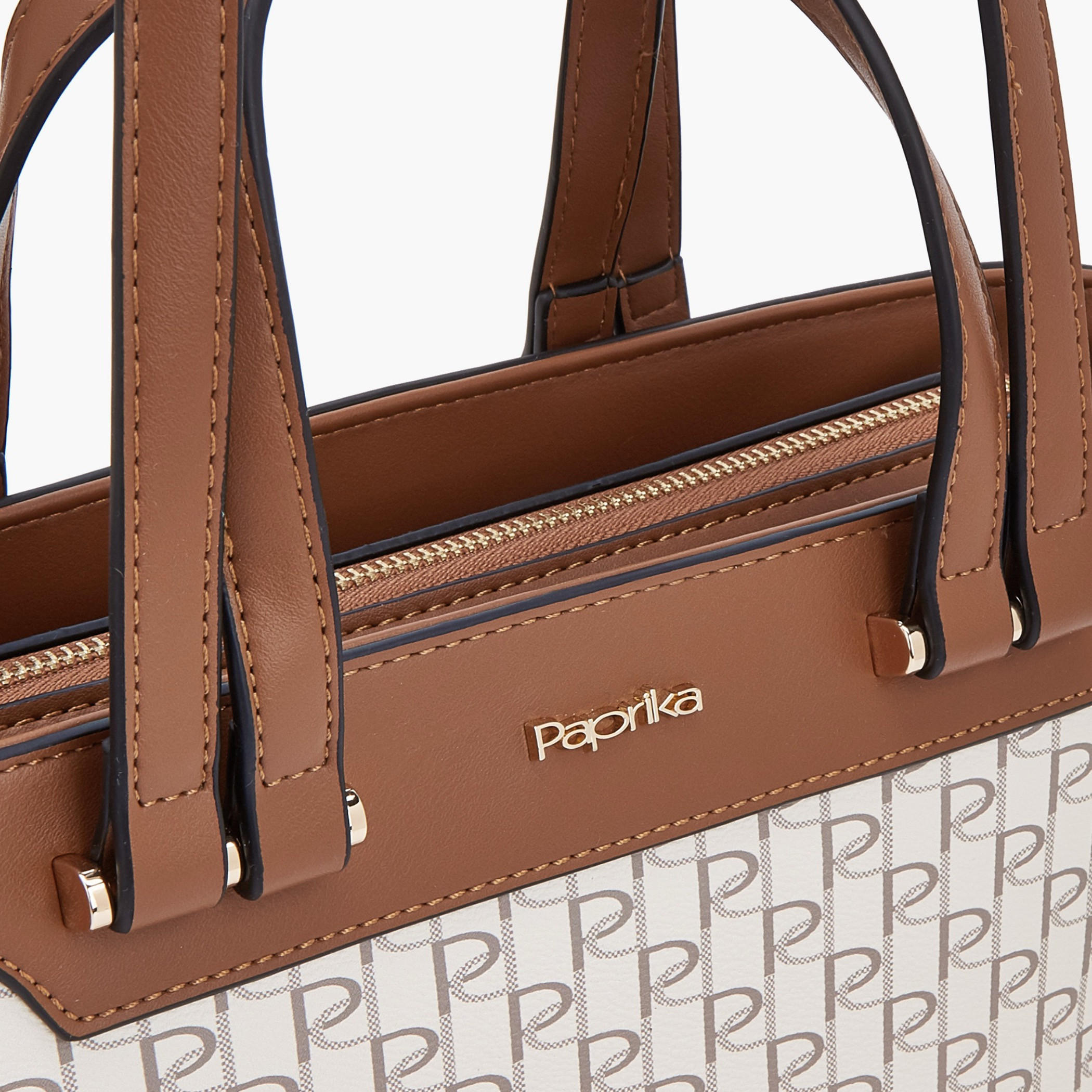 Paprika Monogram Print Tote Bag with Double Handle-women-bagsandwallets-handbags-image-3
