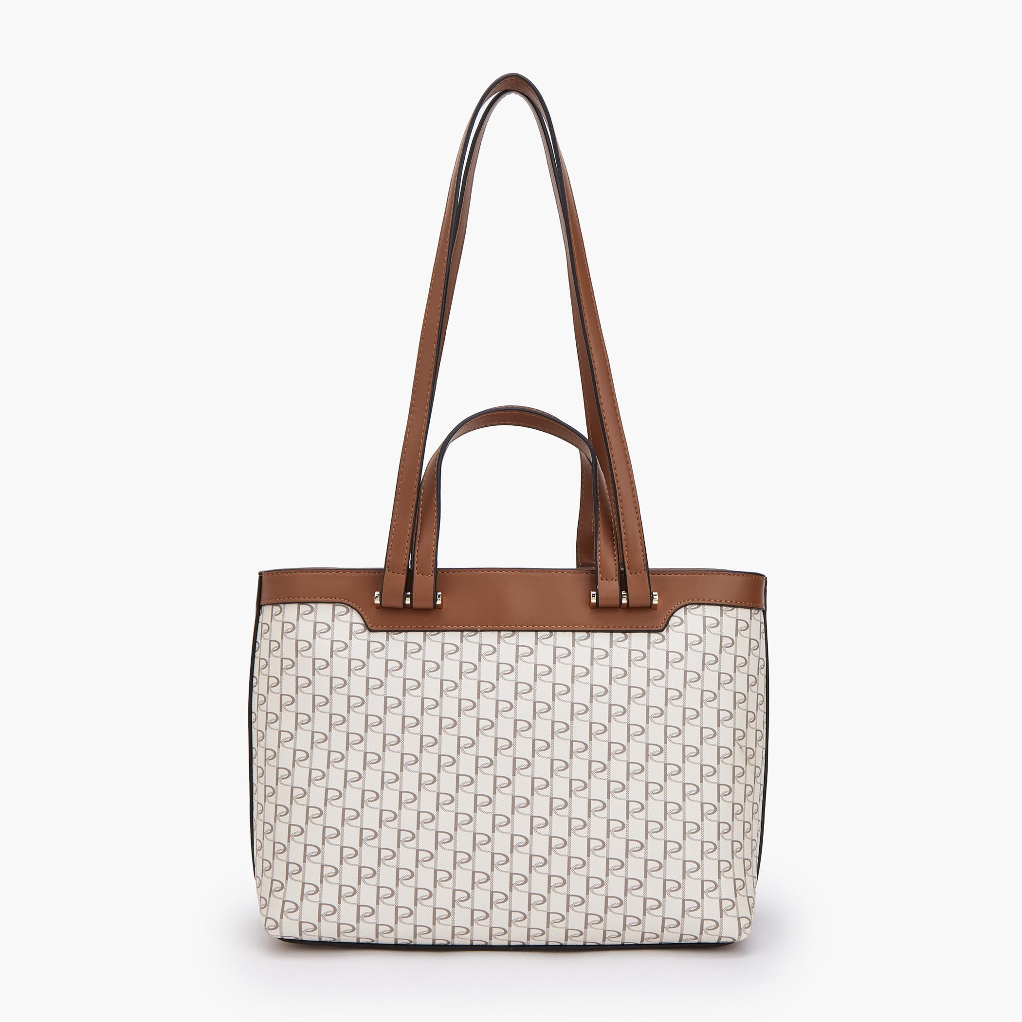 Paprika Monogram Print Tote Bag with Double Handle-women-bagsandwallets-handbags-image-4