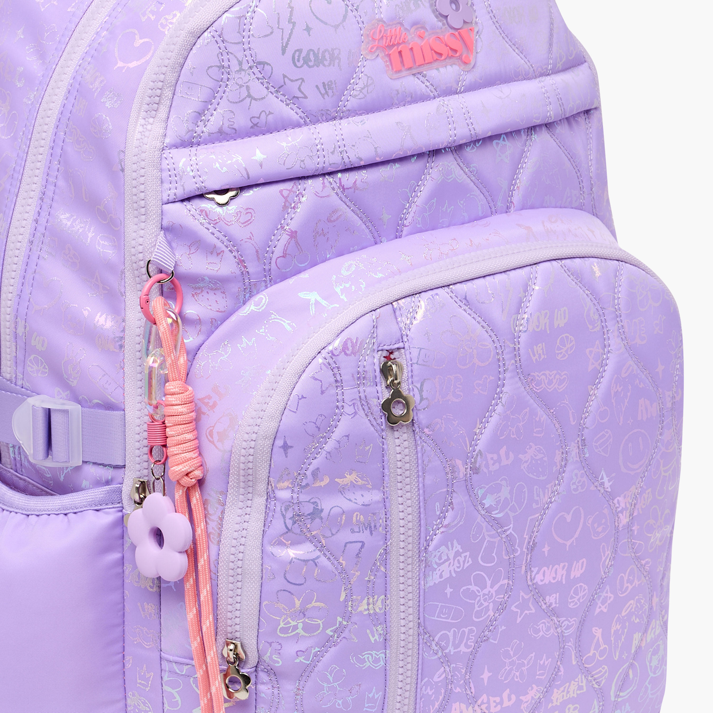 شنطة ظهر بطبعات وبجيب مبطن للابتوب للبنات بعمر 13 سنة فما فوق من ليتل ميسي-school-bagsandbackpacks-backpacks-image-4