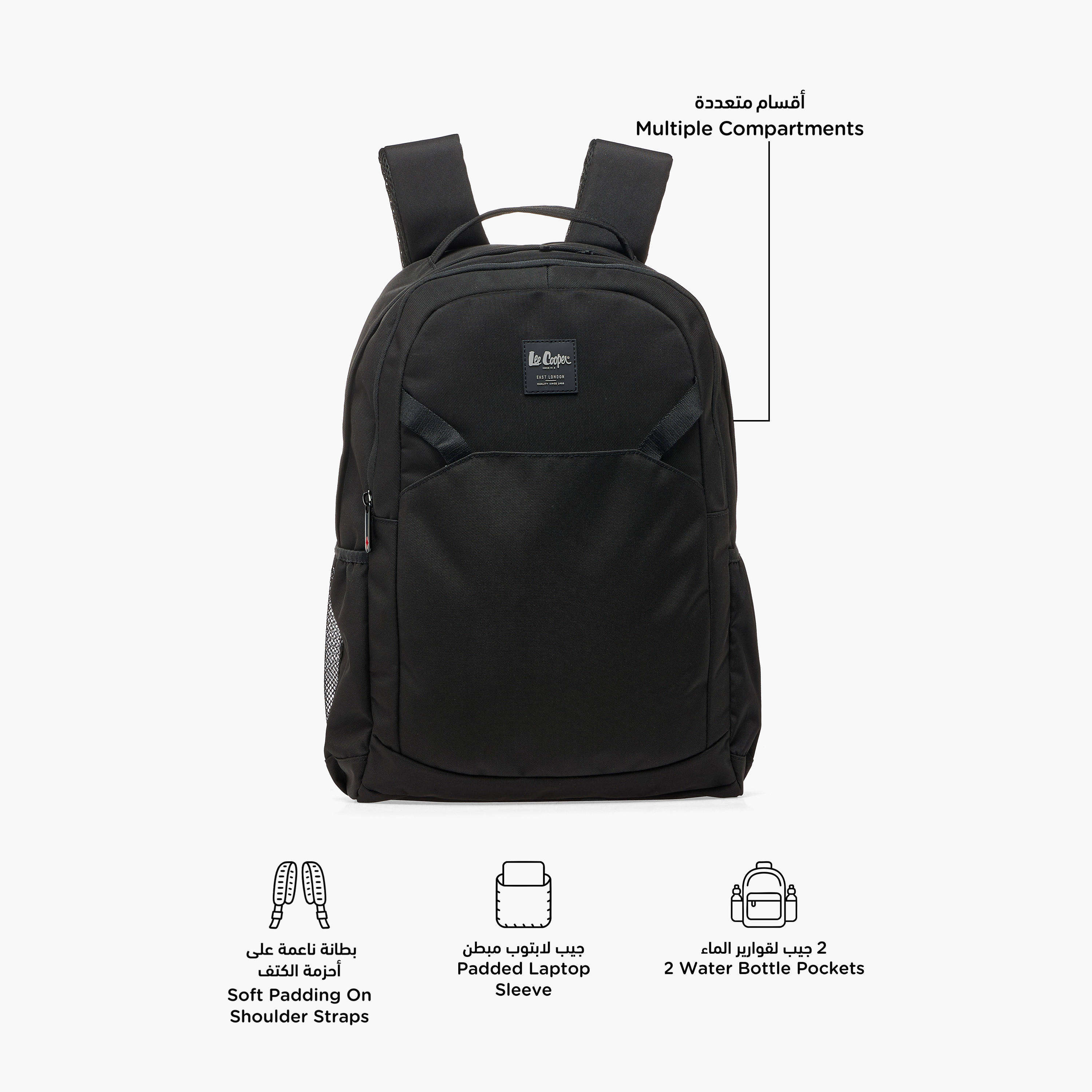 Lee Cooper Solid School Backpack for Kids 13 Years with Padded Shoulder Straps-boys-accessories-bagsandbackpacks-image-2