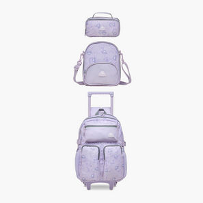 Kappa Logo Print 3-Piece School Trolley Bag Set for Kids 13 Years+ with Lunch Bag and Pencil Pouch-school-image-1