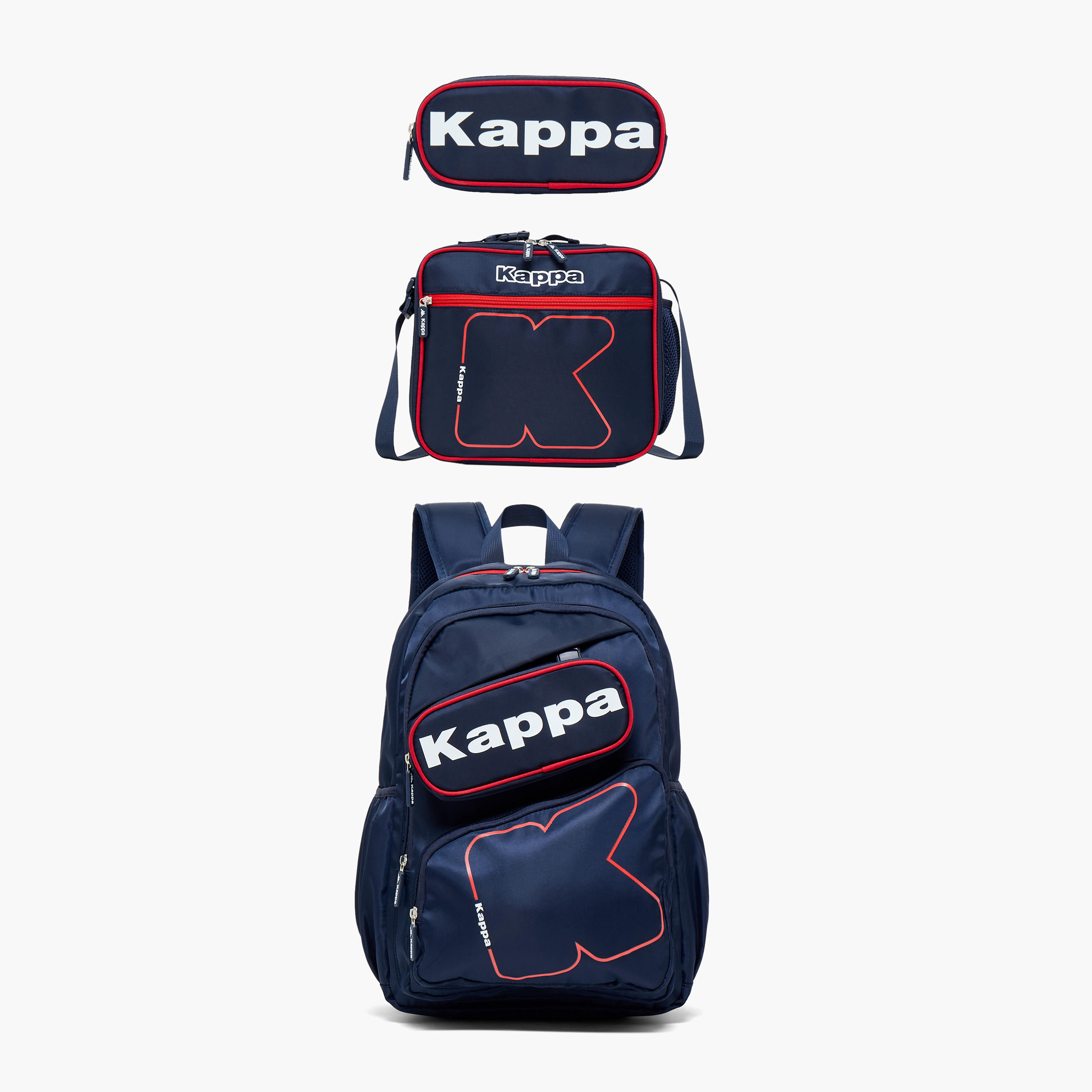 Kappa Logo Print 3-Piece School Backpack Set for Kids 13 Years+ with Lunch Bag and Pencil Pouch-school-bagsandbackpacks-backpacks-image-2