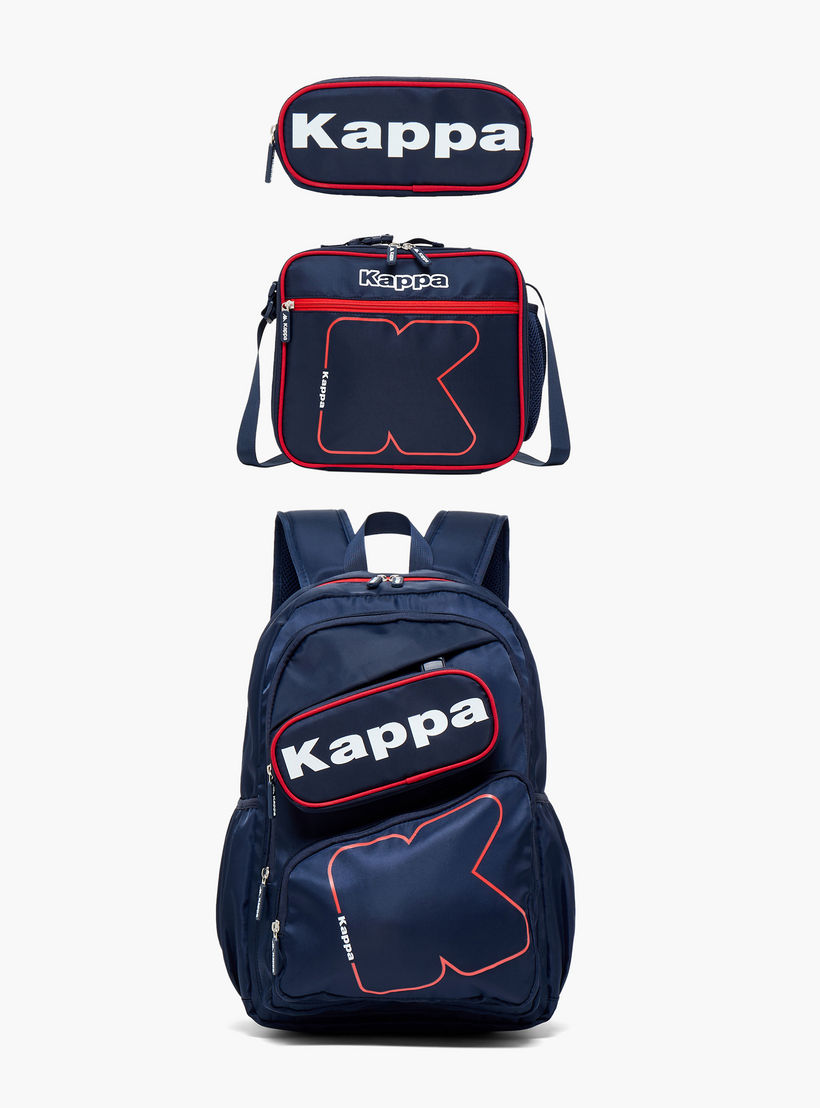 Kappa Logo Print 3-Piece School Backpack Set for Kids 13 Years+ with Lunch Bag and Pencil Pouch-school-bagsandbackpacks-backpacks-image-2