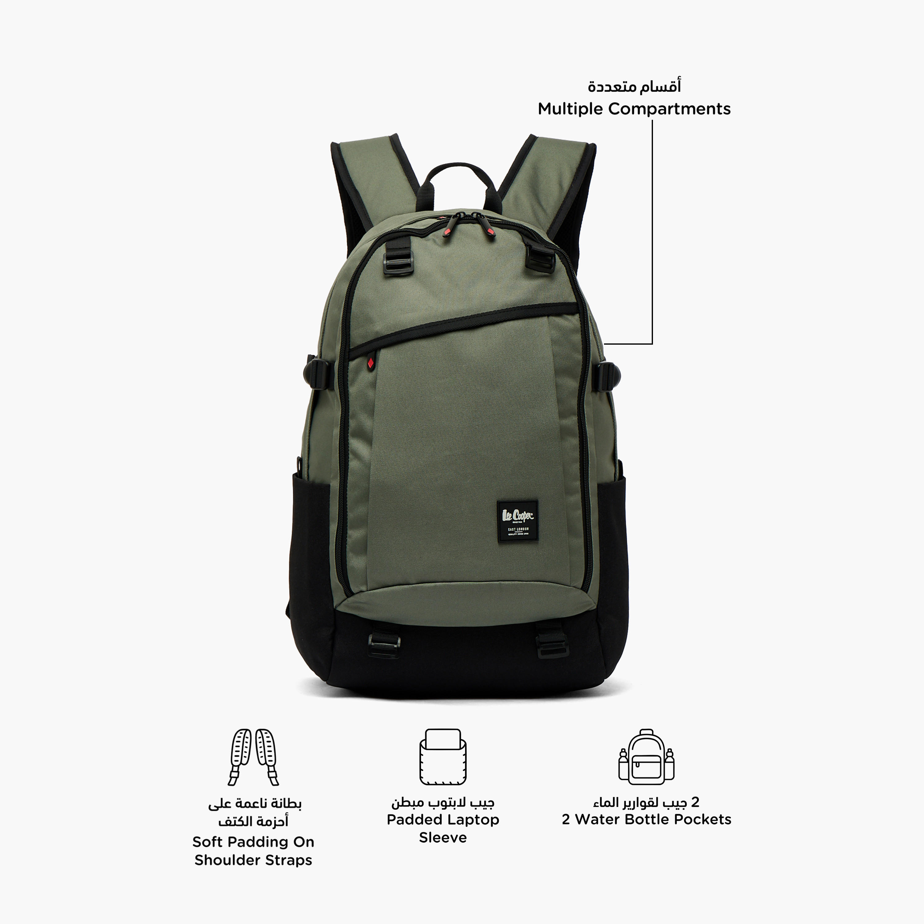 Lee Cooper Solid School Backpack for Kids 13 Years+ with Padded Shoulder Straps-boys-accessories-bagsandbackpacks-image-2